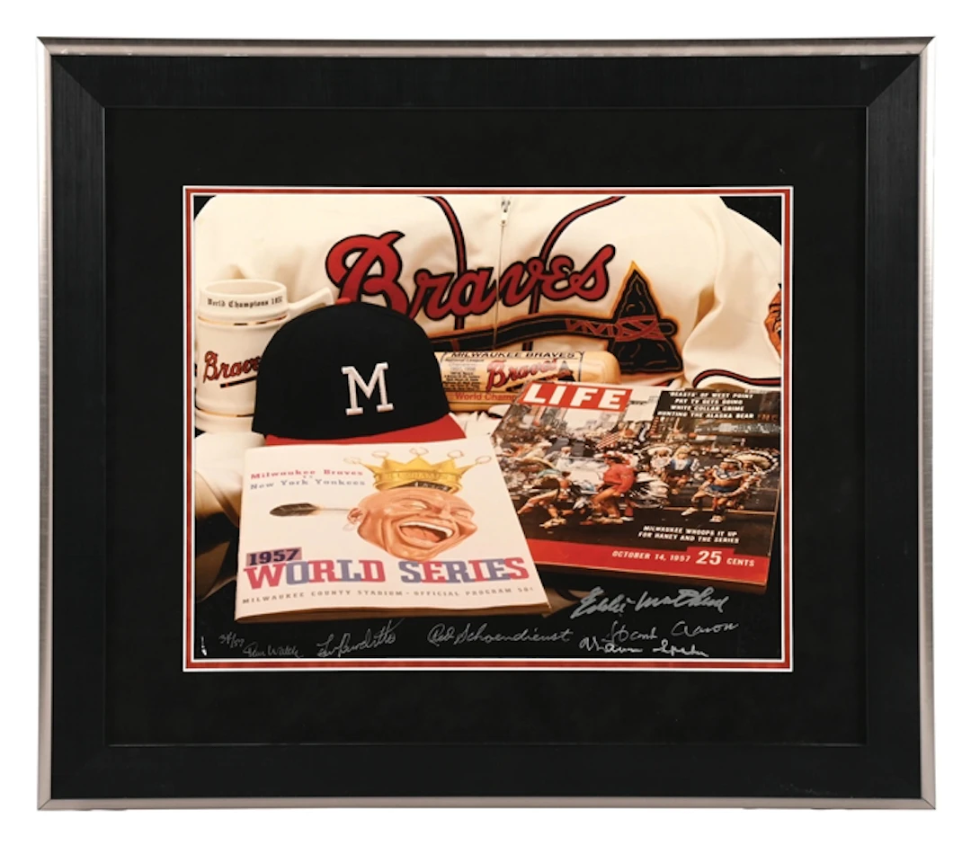 1957 MILWAUKEE BRAVES WORLD SERIES CHAMPION AUTO PHOTO #34 OF 57