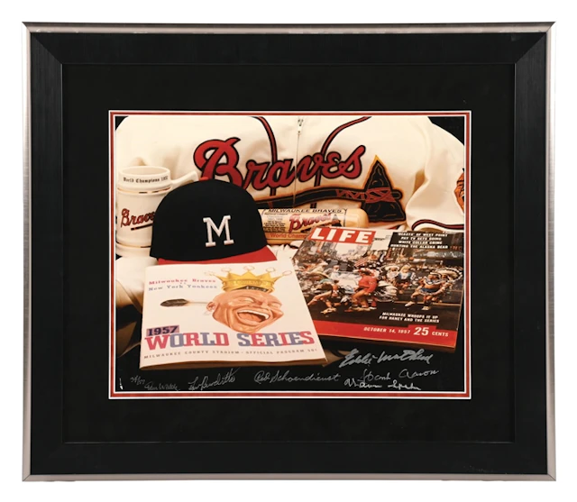 1957 MILWAUKEE BRAVES WORLD SERIES CHAMPION AUTO PHOTO #34 OF 57