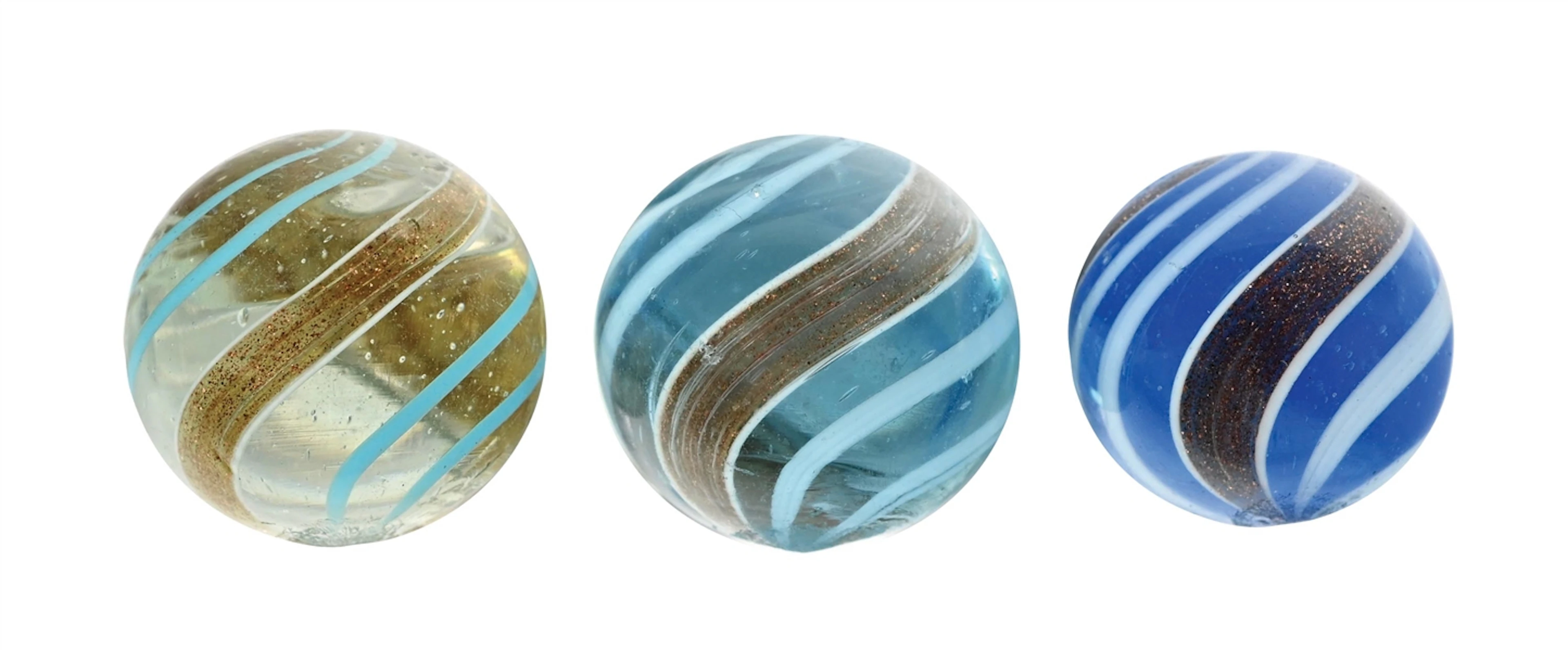 LOT OF 3: BLUE BANDED LUTZ MARBLES