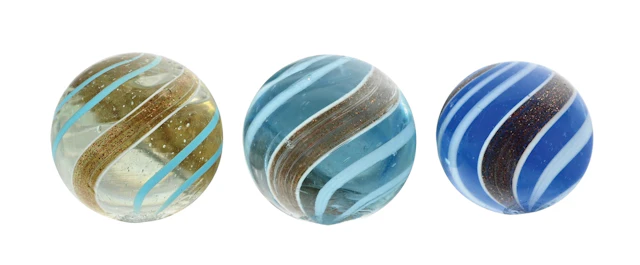 LOT OF 3: BLUE BANDED LUTZ MARBLES