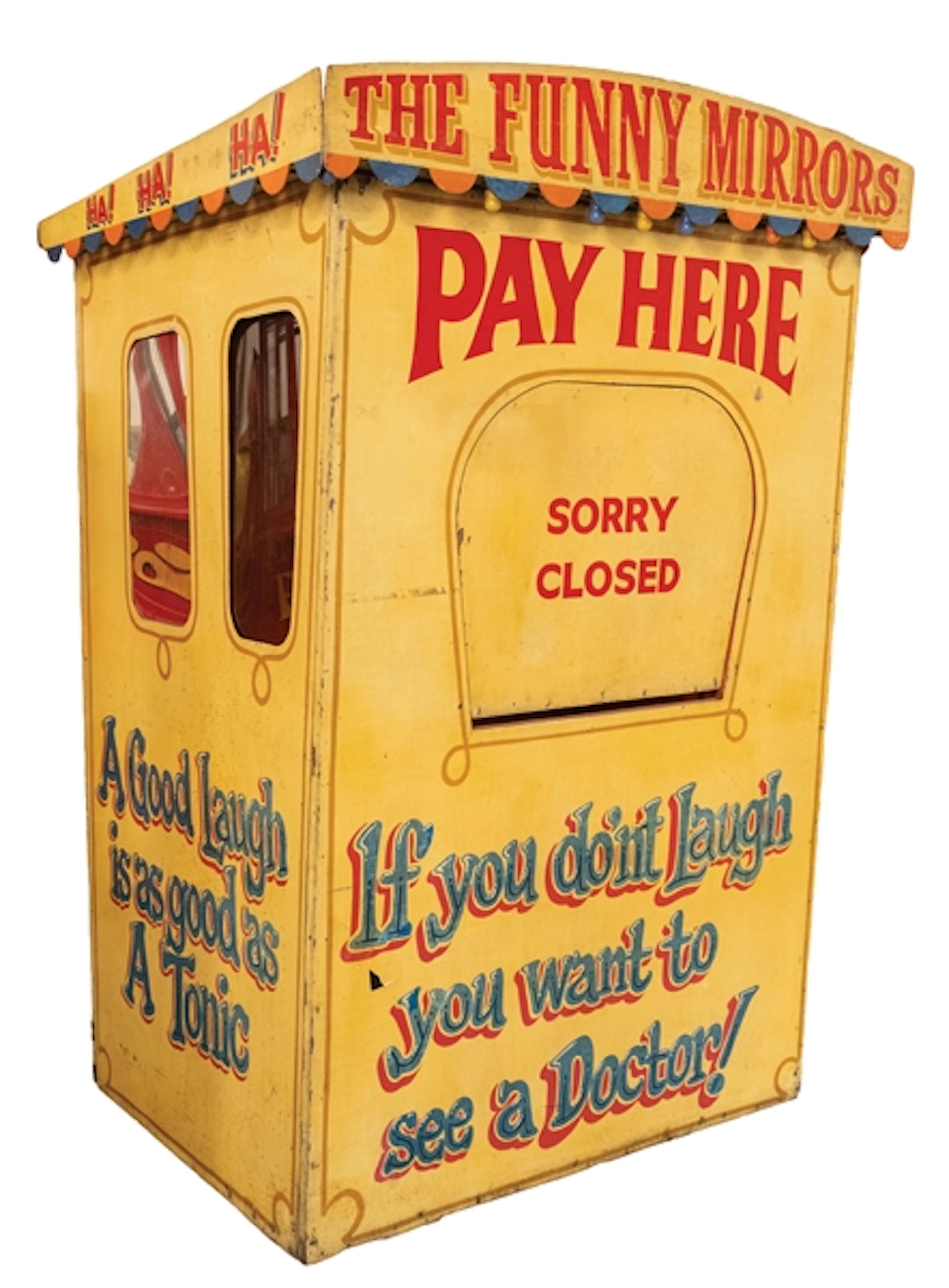 "THE FUNNY MIRRORS" YELLOW 4 WALL TICKET BOOTH