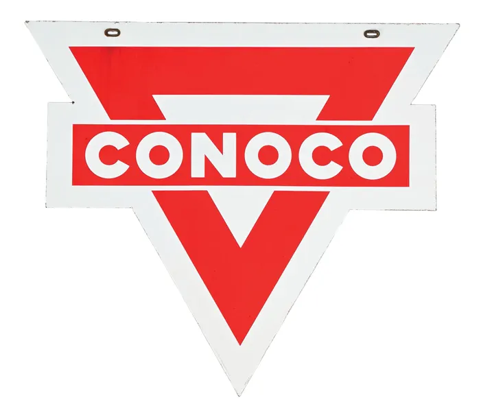 OUTSTANDING 30" CONOCO GASOLINE PORCELAIN CURB SIGN