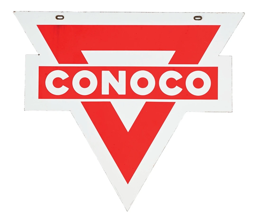 OUTSTANDING 30" CONOCO GASOLINE PORCELAIN CURB SIGN
