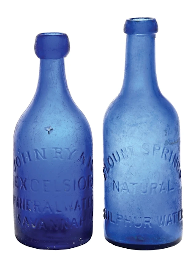 LOT OF 2: JOHN RYAN & BLOUNT SPRINGS GLASS BOTTLES