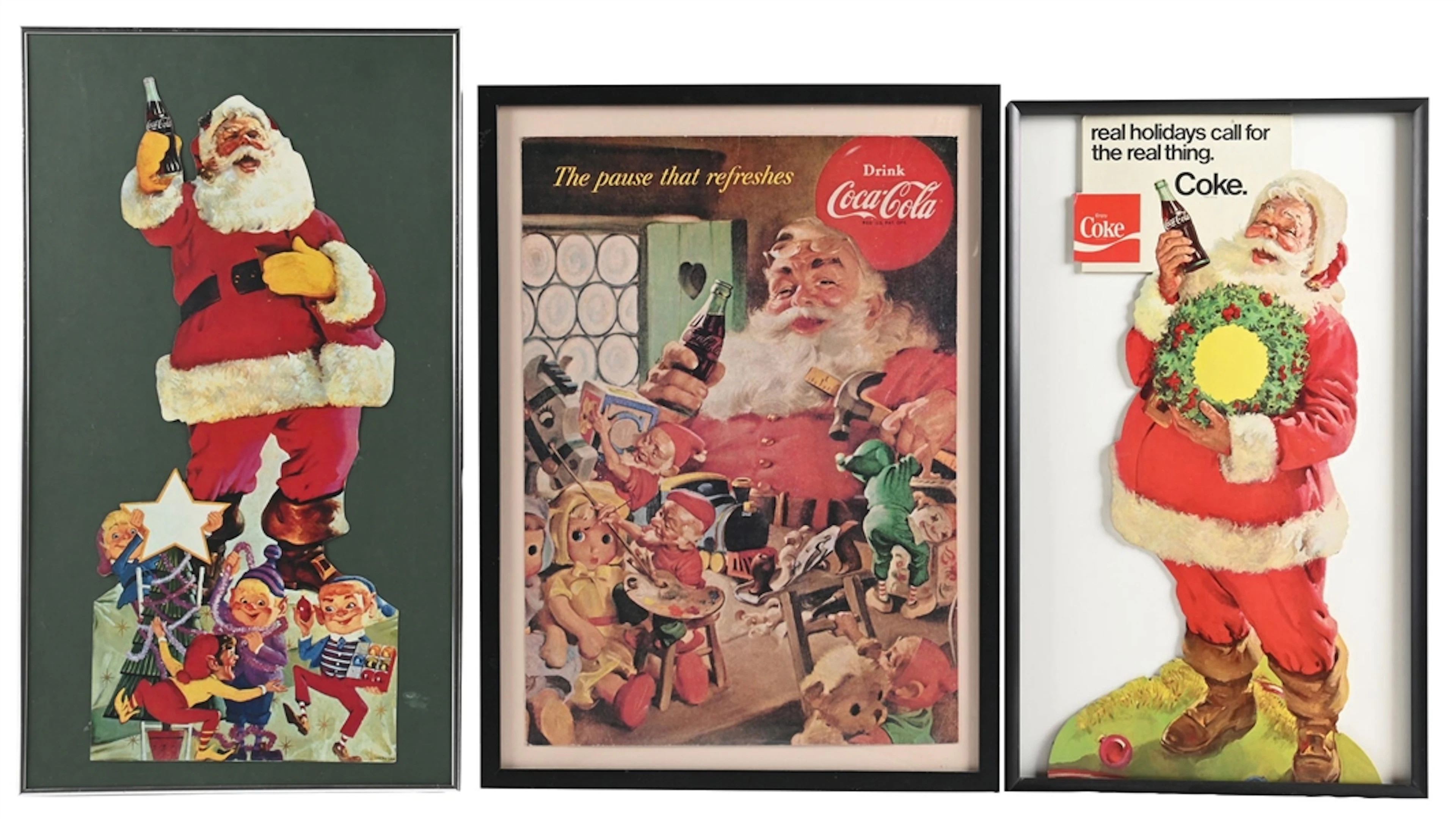 COLLECTION OF 3 COCA-COLA SANTA-THEMED ADVERTISING