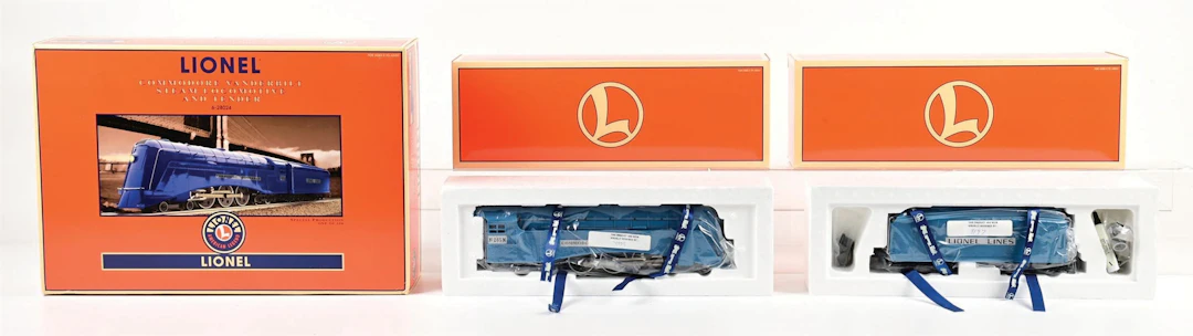 LIONEL O-GA. NO. 6-28024 COMMODORE VANDERBILT STEAM LOCOMOTIVE & TENDER IN BLUE