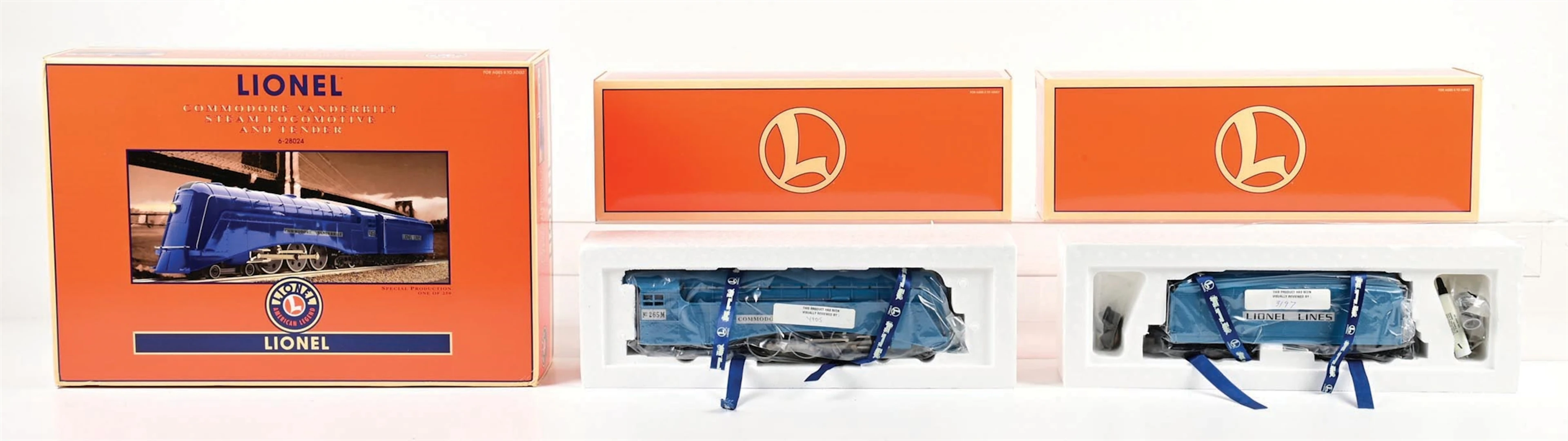 LIONEL O-GA. NO. 6-28024 COMMODORE VANDERBILT STEAM LOCOMOTIVE & TENDER IN BLUE