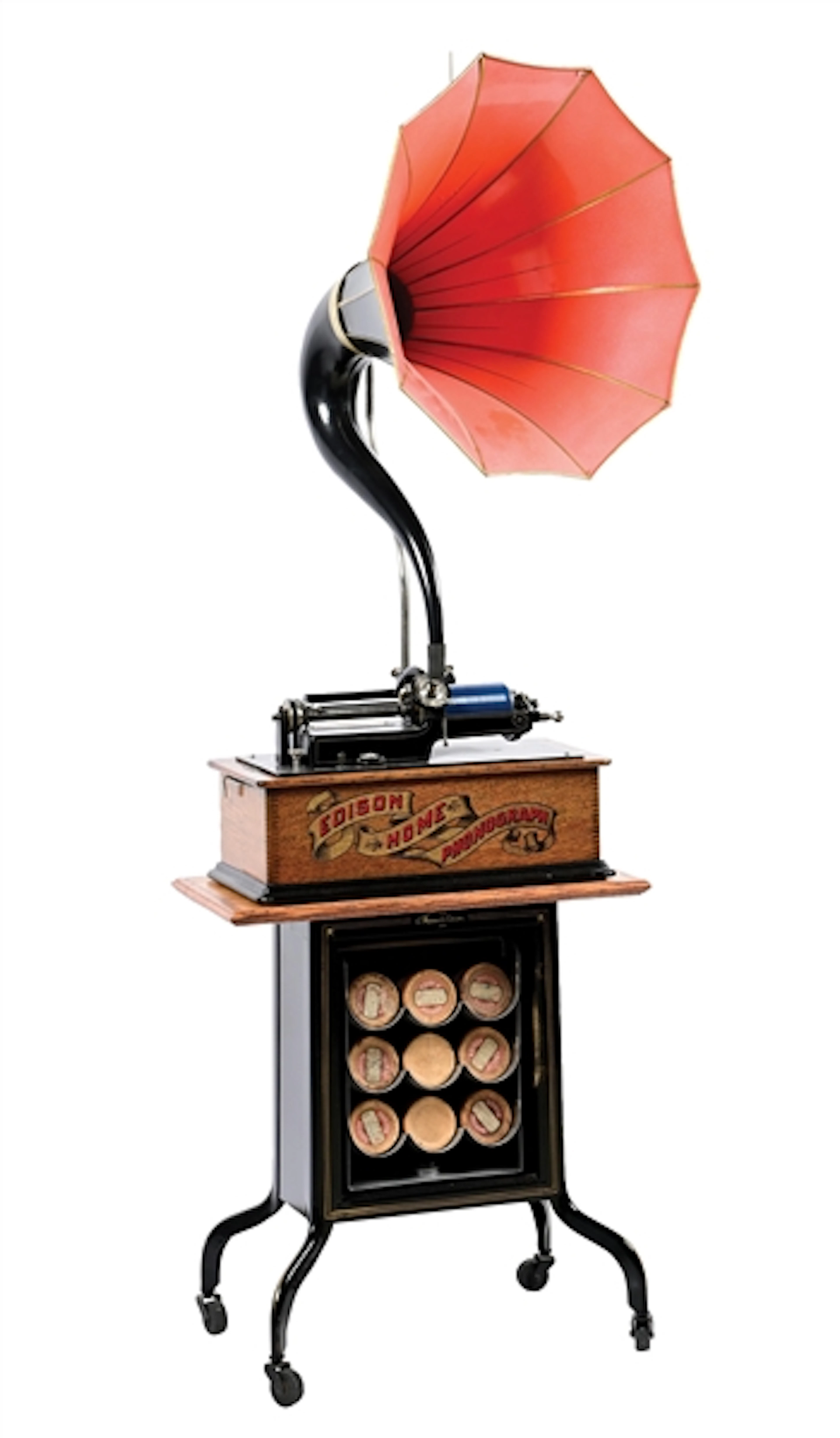 THOMAS EDISON "HOME" CYLINDER PHONOGRAPH ON ORIGINAL STAND