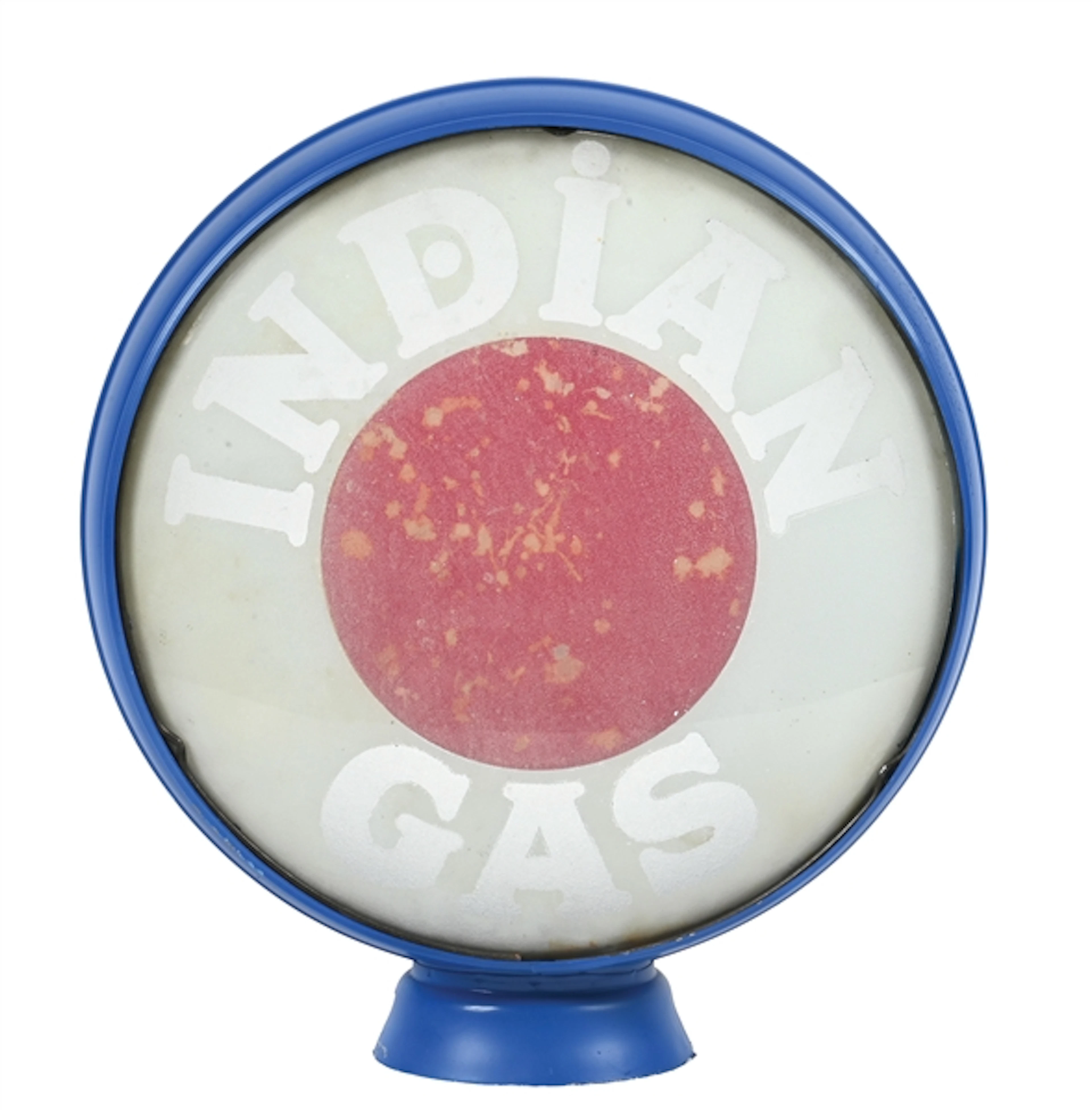 RARE INDIAN GAS SINGLE 15" GLOBE ON LOW PROFILE METAL BODY
