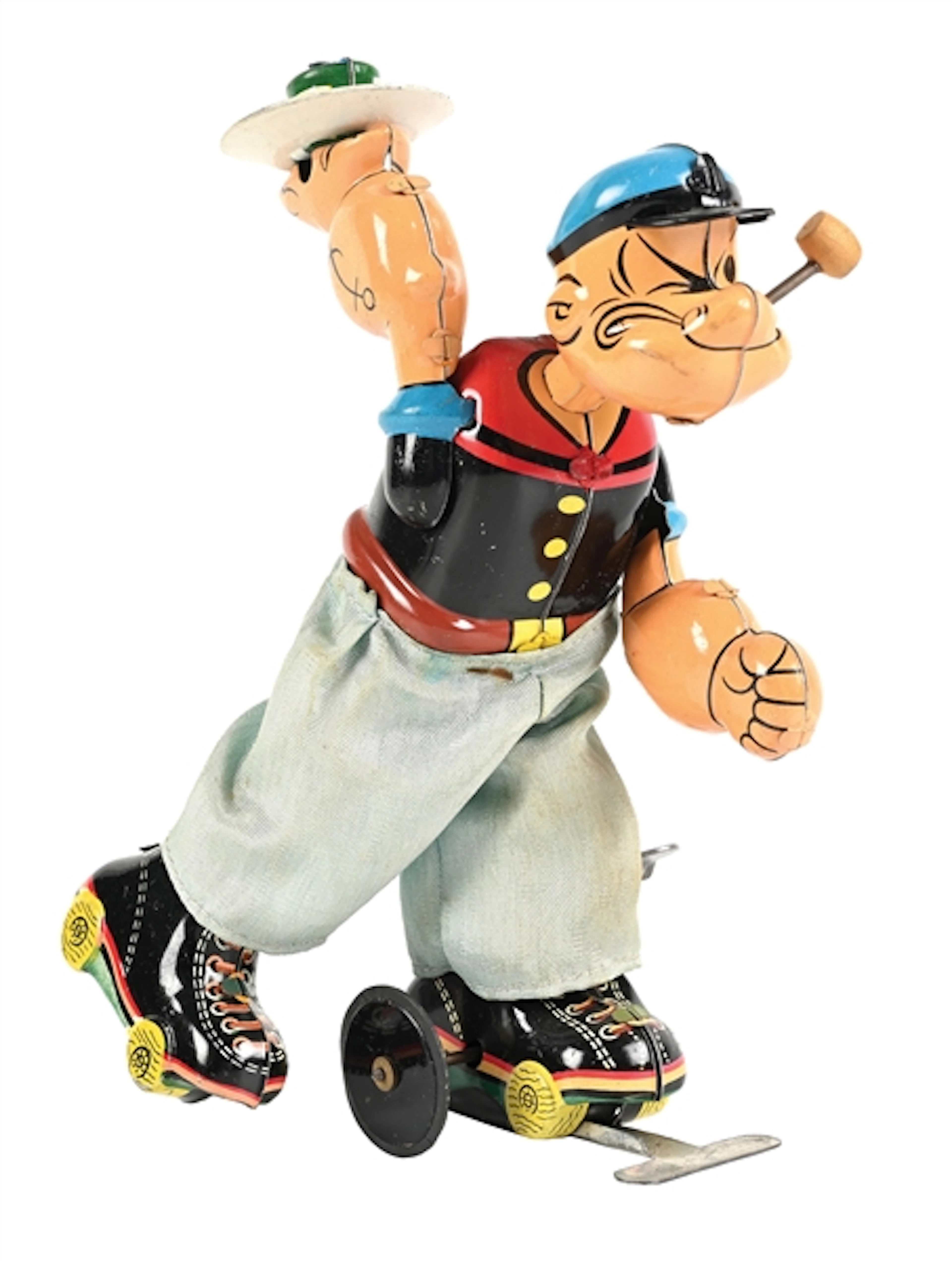 LINEMAR “MECHANICAL ROLLER SKATER POPEYE” TIN-LITHOGRAPHED WIND-UP TOY