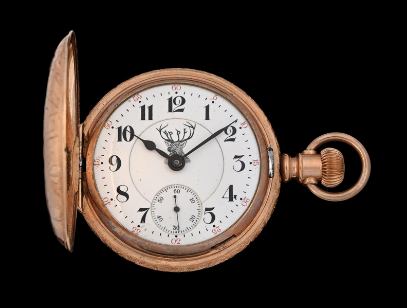 14K GOLD ROCKFORD H/C POCKET WATCH WITH BPOE ELKS DIAL
