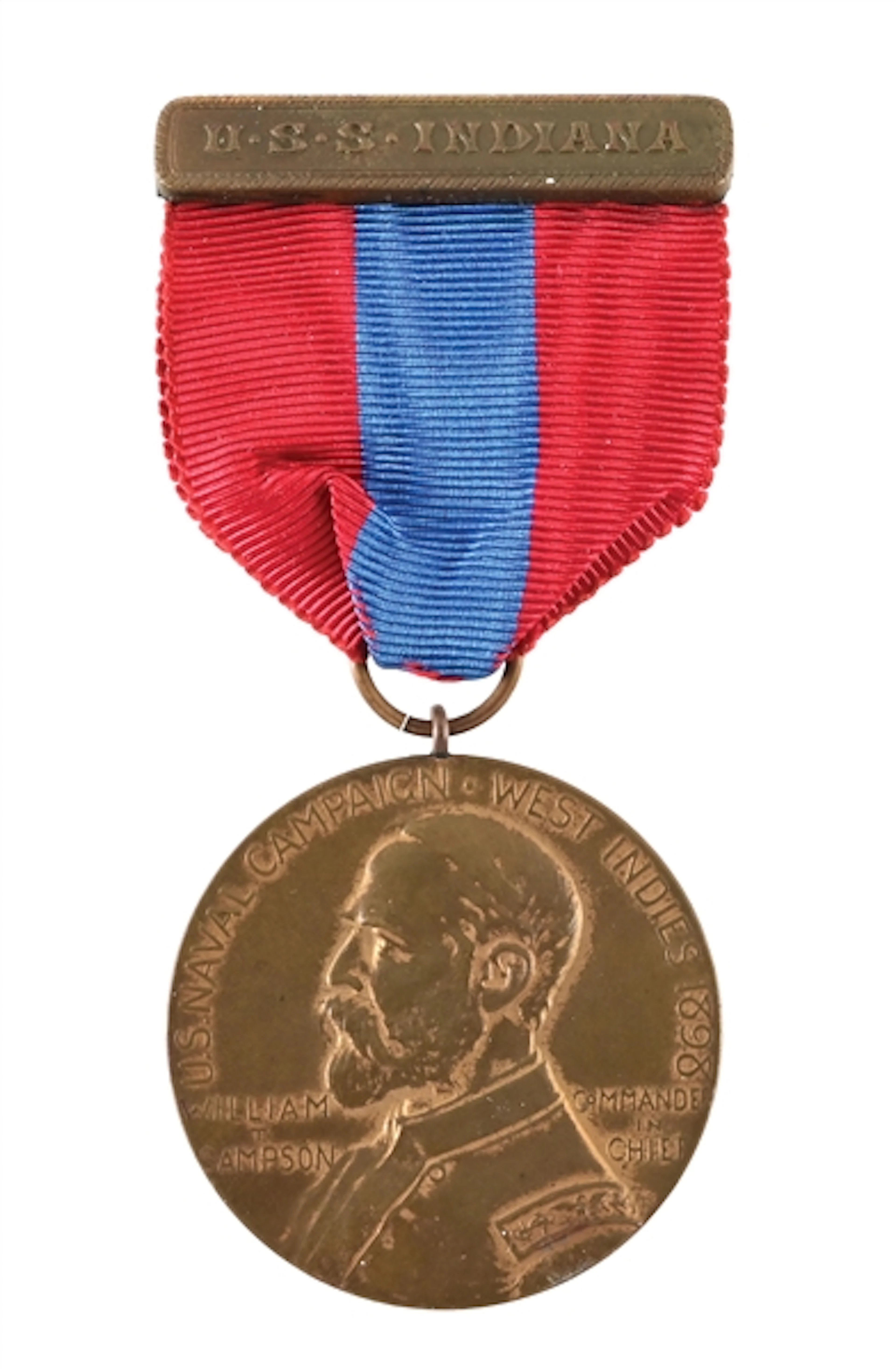 US SPANISH AMERICAN WAR USS INDIANA SAMPSON MEDAL.