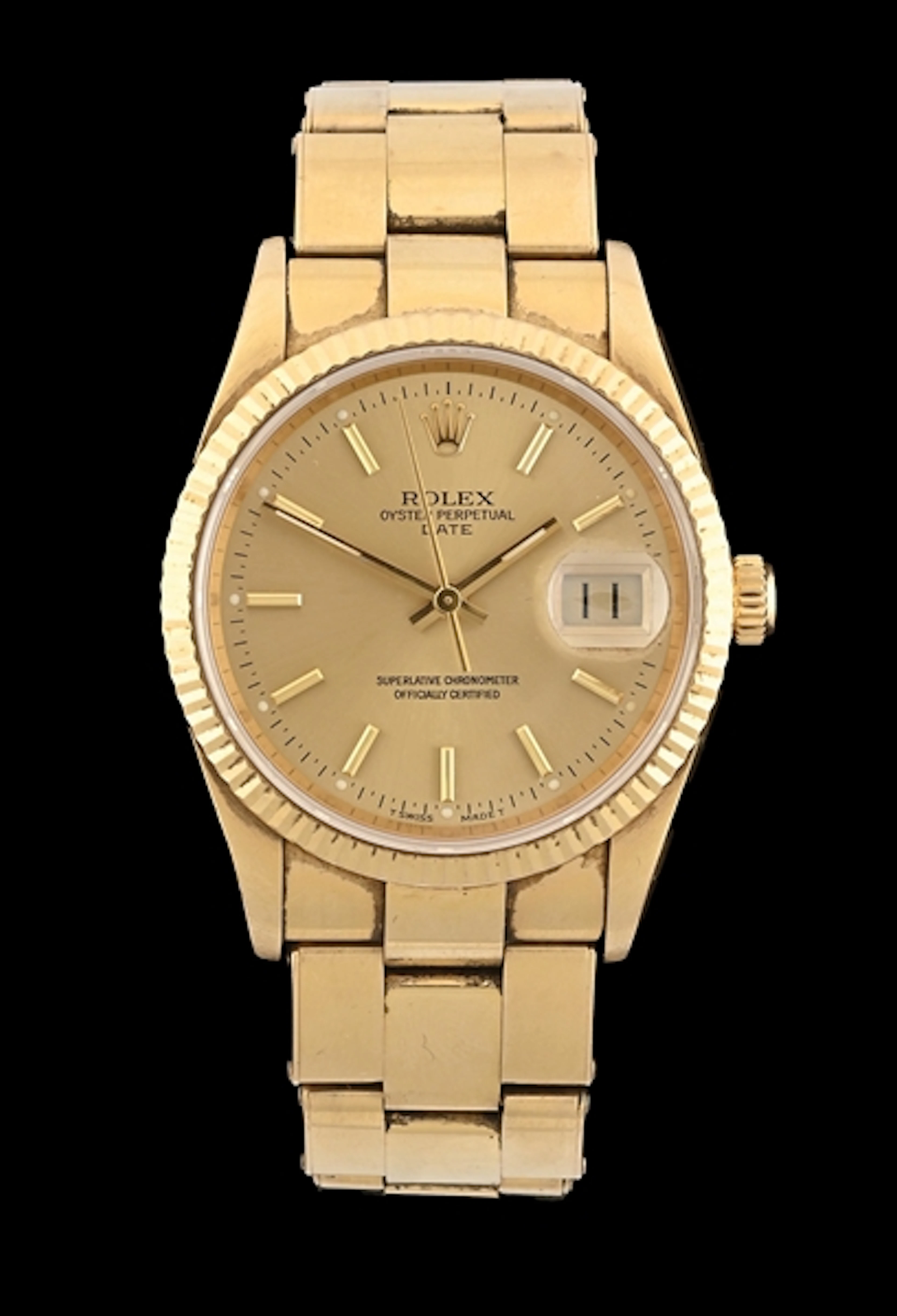 18K GOLD ROLEX OYSTER CHRONOMETER DATE WRISTWATCH 15238