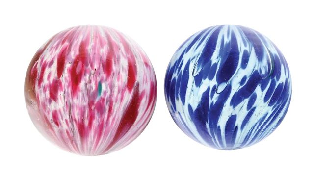 LOT OF 2: LARGE ONIONSKIN MARBLES