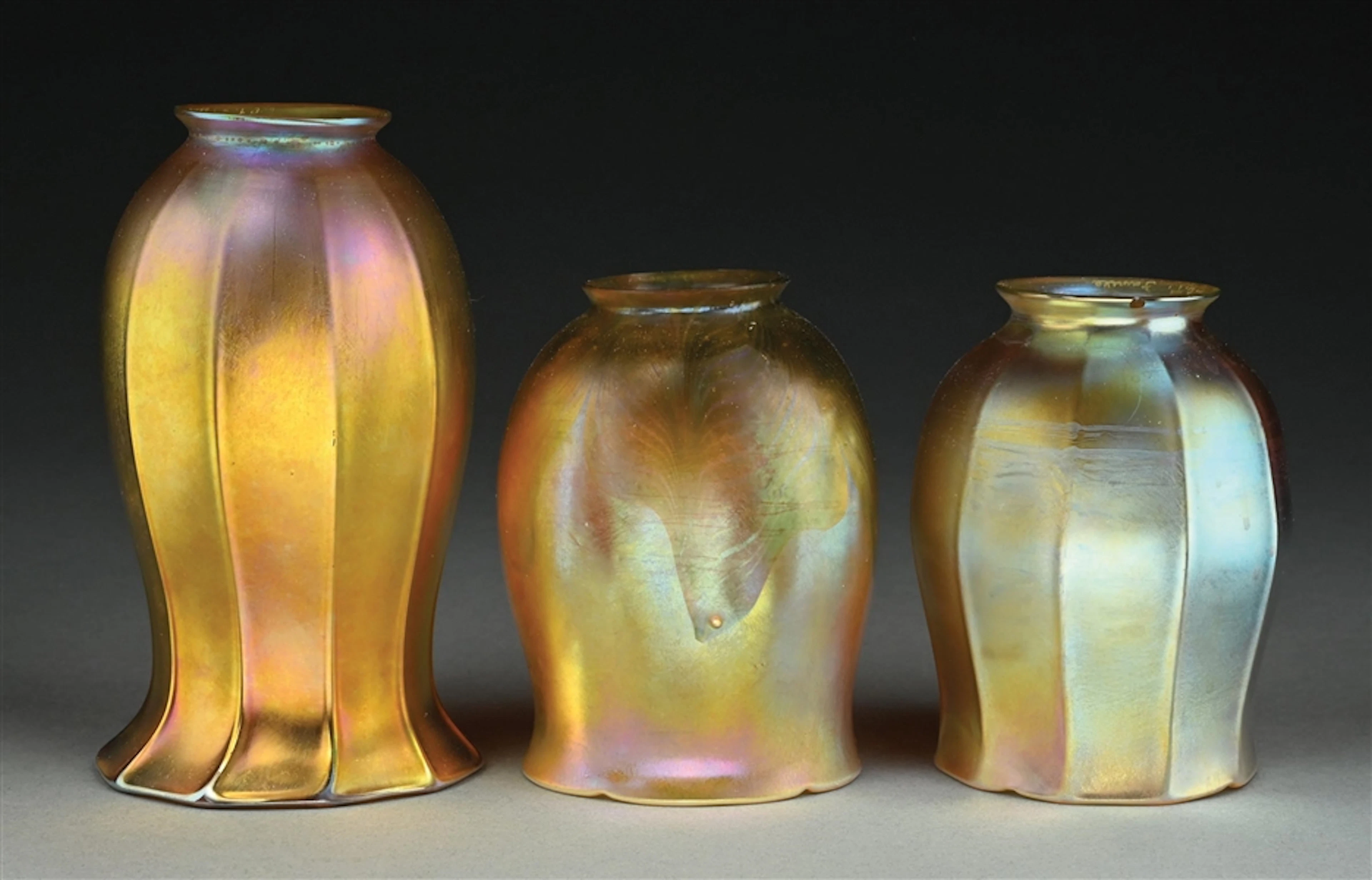 COLLECTION OF 3: TIFFANY STUDIOS FAVRILE GLASS SHADES