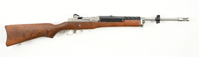 (M) STAINLESS RUGER MINI-14 SEMI-AUTOMATIC RIFLE.