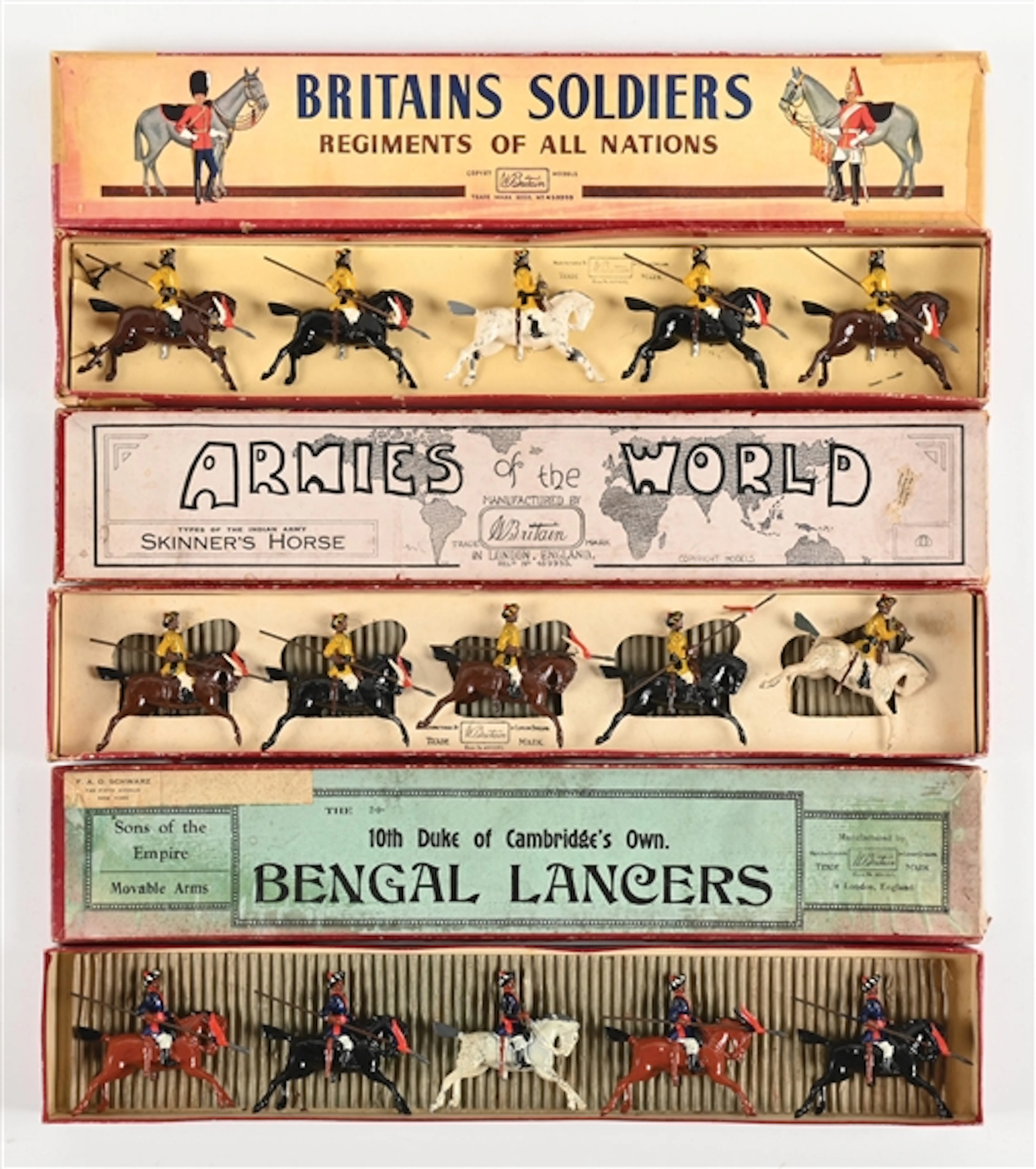 LOT OF 3:W. BRITAIN'S (2) SET NO. 47 SKINNER'S HORSE, SET NO. 46 10TH