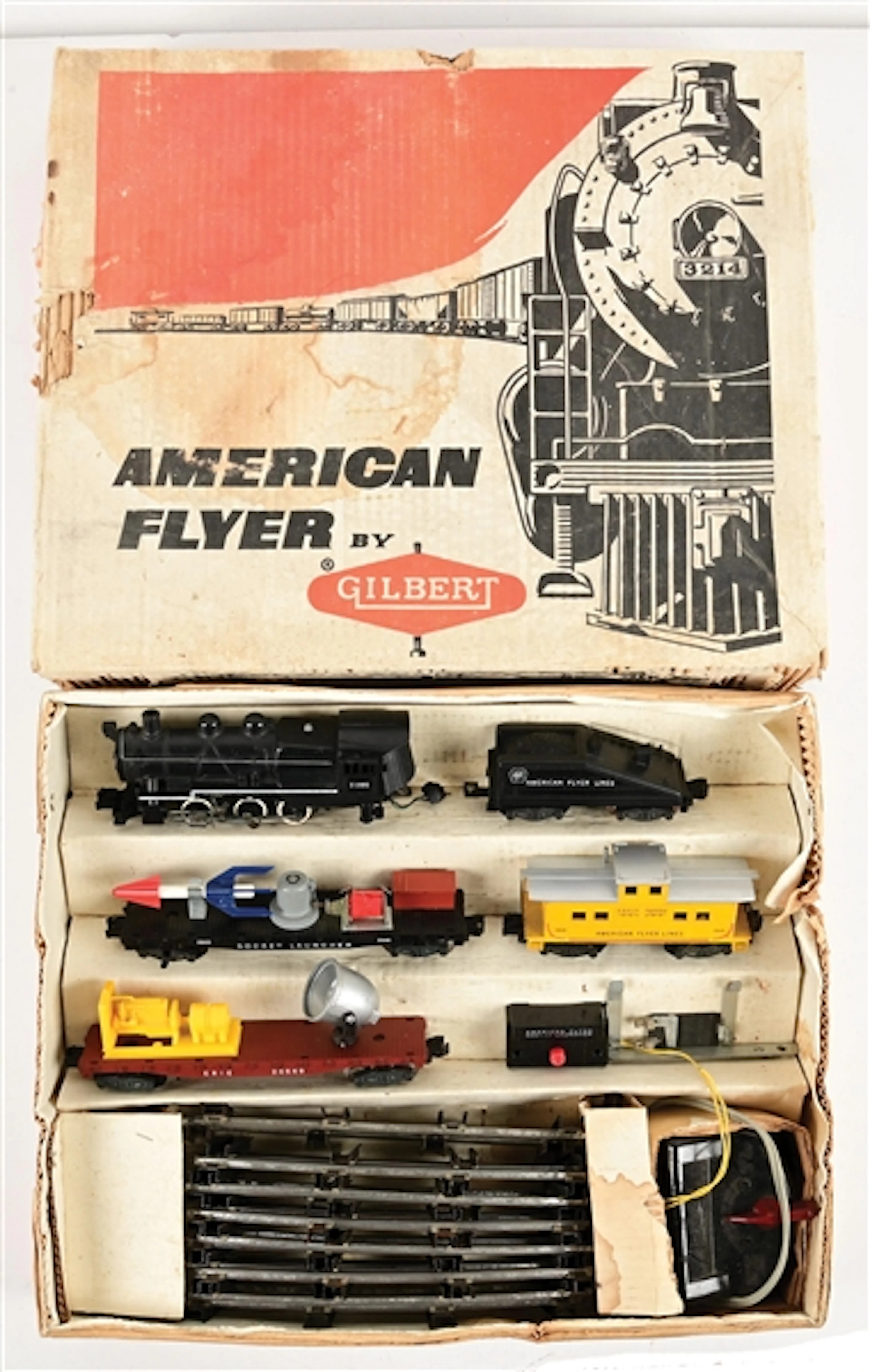 AMERICAN FLYER S-GA. NO. 20425 STEAM SWITCHER FREIGHT SET W/ ORIGINAL BOX