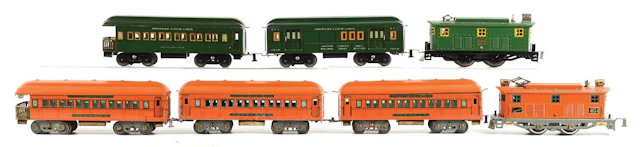 LOT OF 7: AMERICAN FLYER STD-GA. 4643 & 4654 PASSENGER SETS