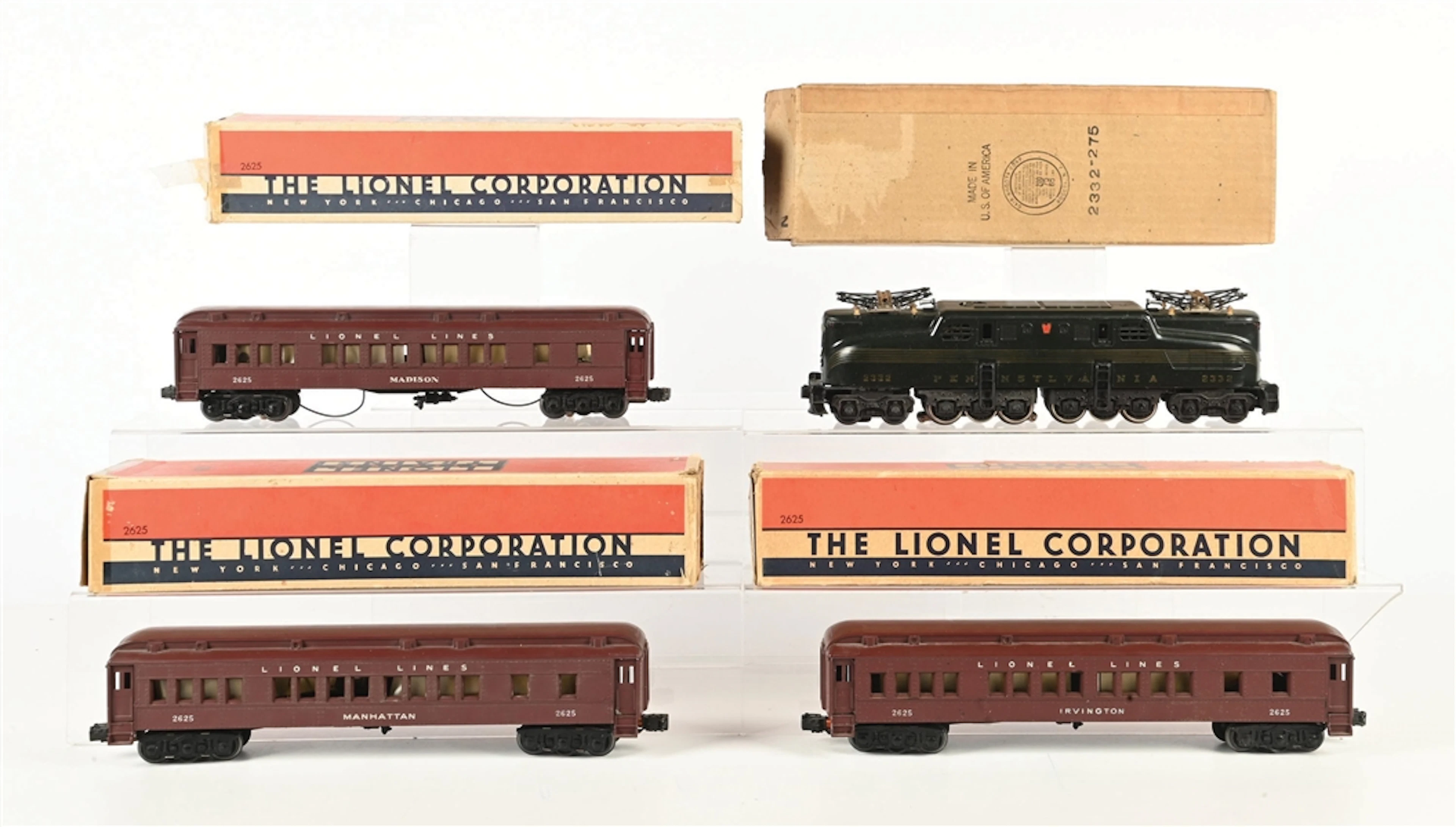 LOT OF 4: LIONEL 2332 GG-1 LOCO PASSENGER SET W/BOXES