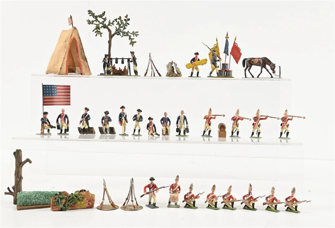 HEYDE AMERICAN REVOLUTION ENCAMPMENT & BRITISH SOLDIERS FIGHTING