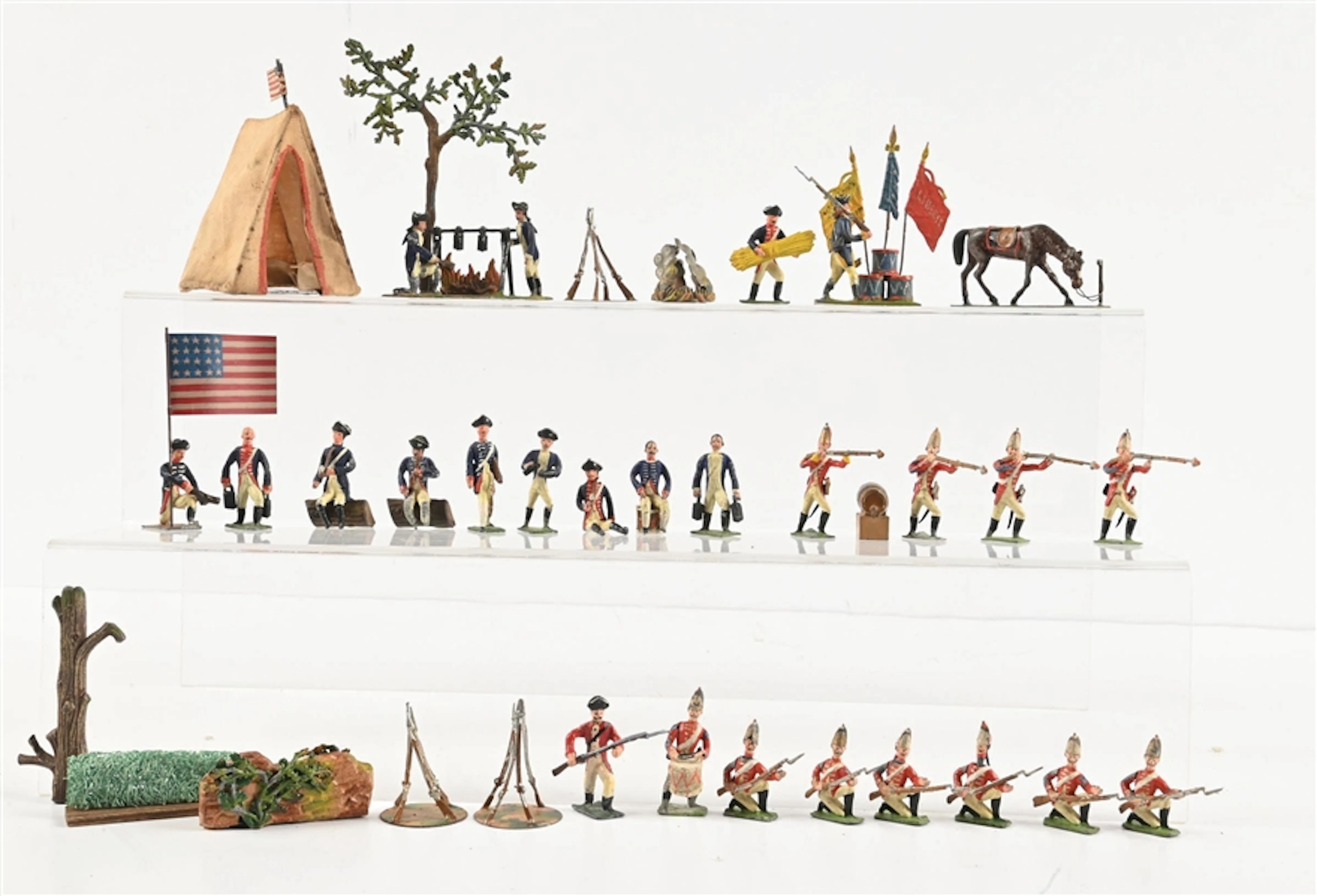 HEYDE AMERICAN REVOLUTION ENCAMPMENT & BRITISH SOLDIERS FIGHTING