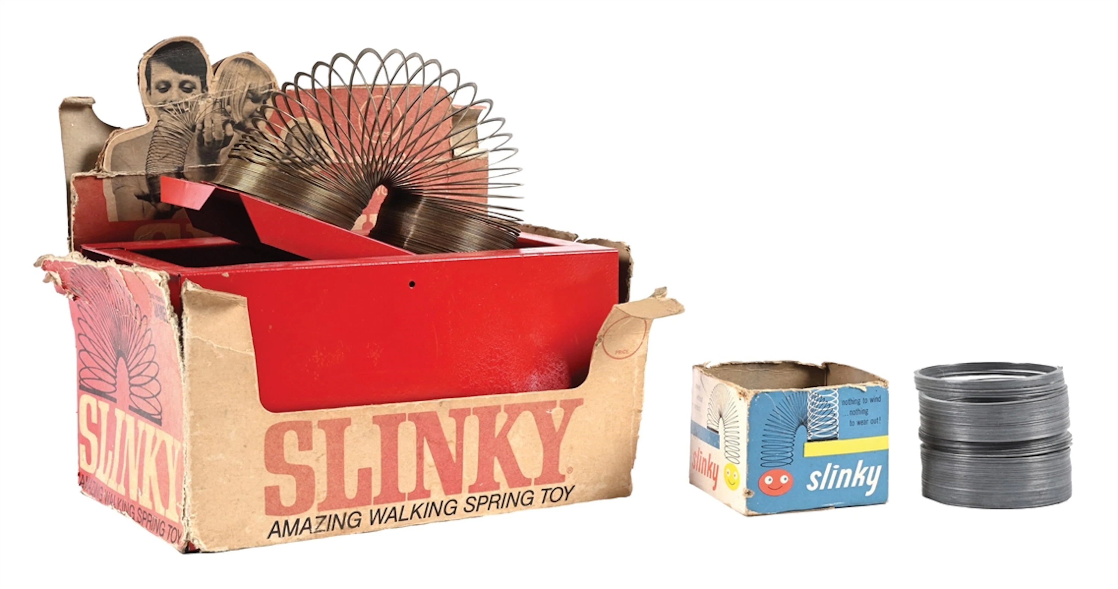 SLINKY METAL STORE DISPLAY W/ BOX & EXTRA SLINKY