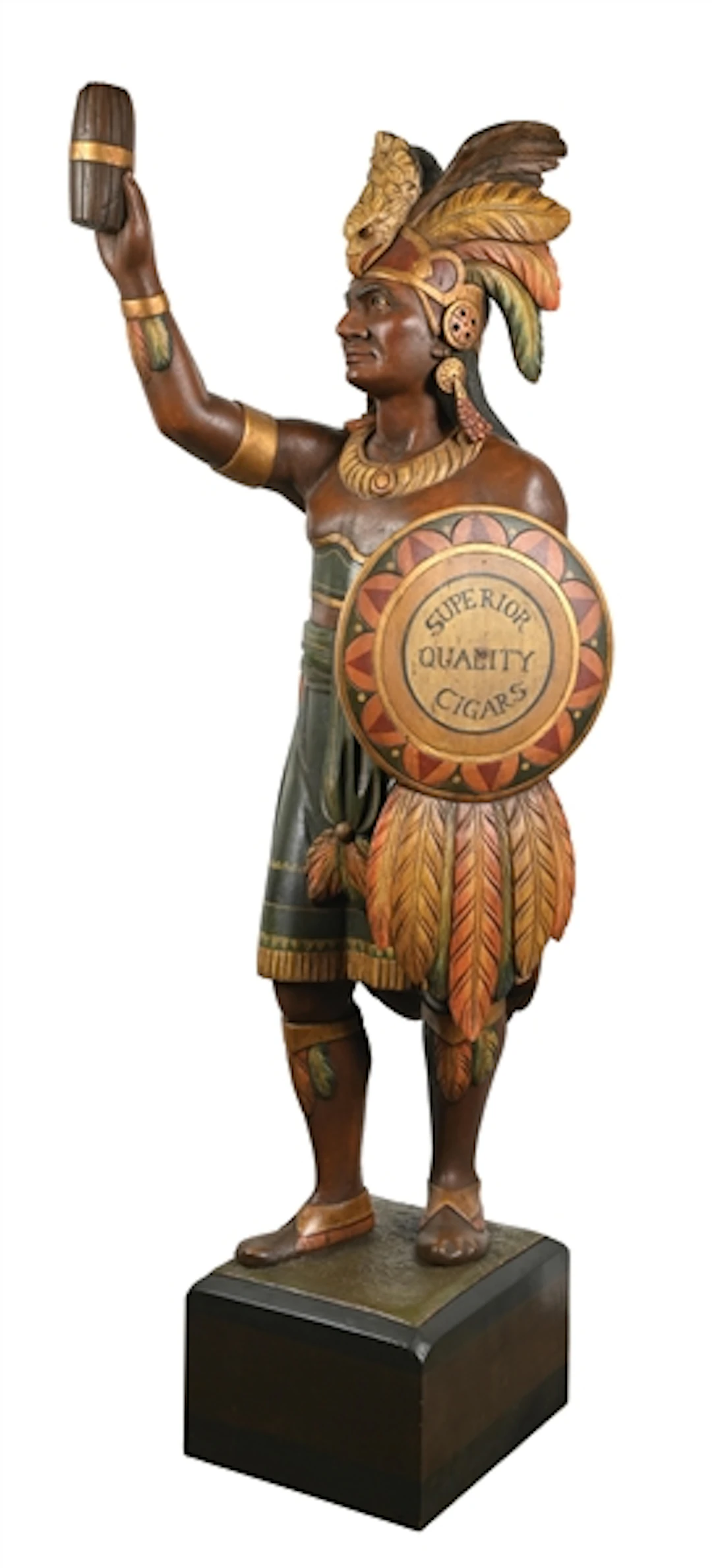 EXTREMELY RARE ROBB HEROIC SIZE 19TH CENTURY CARVED AND PAINTED CIGAR