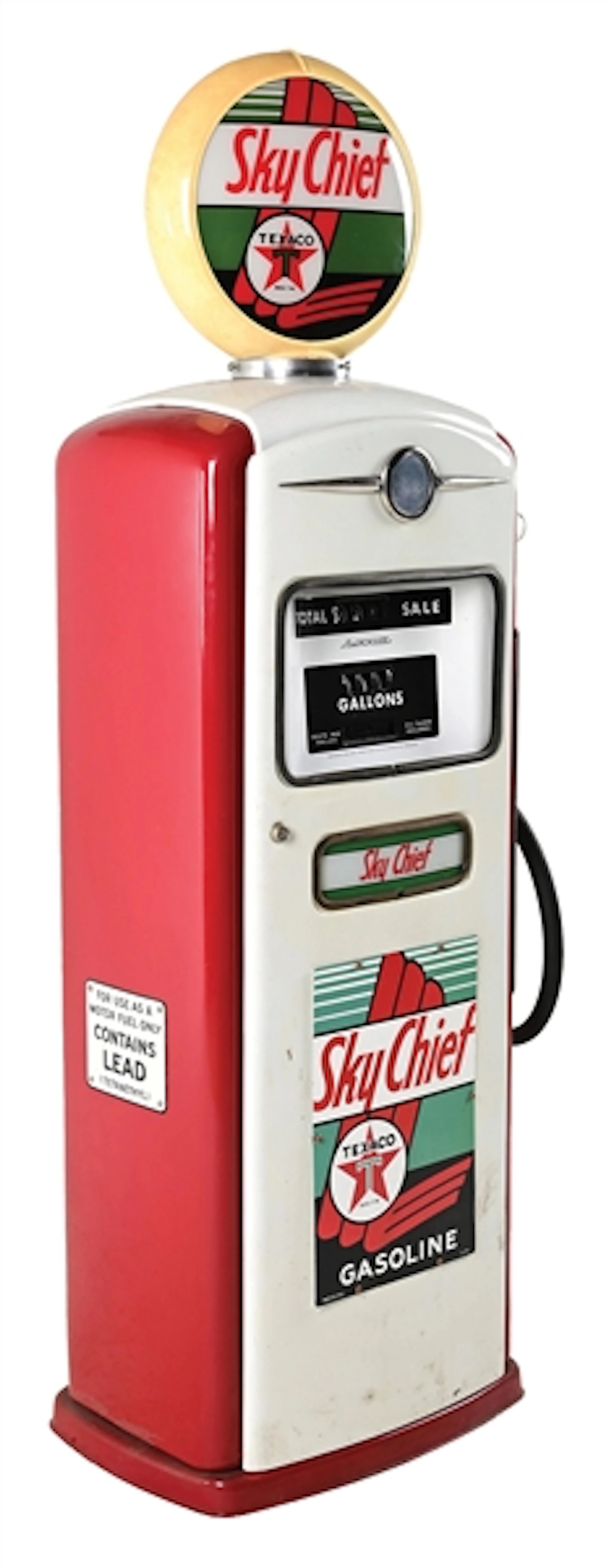 BENNETT MODEL 1066 GAS PUMP RESTORED IN TEXACO SKY CHIEF GASOLINE