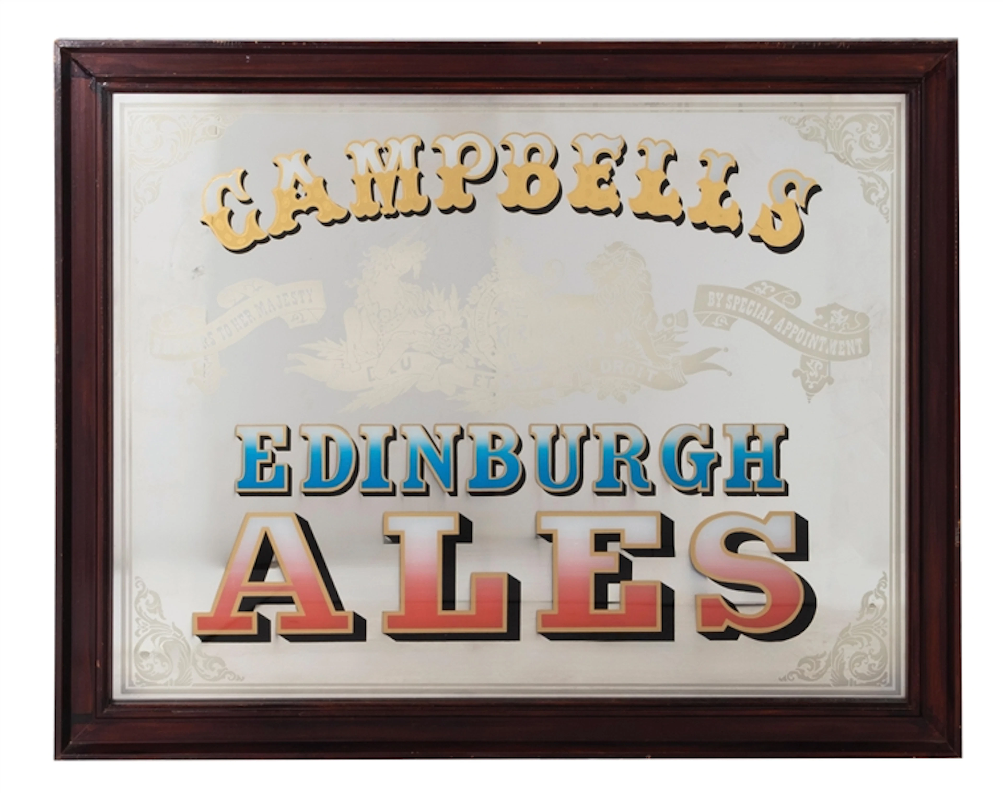 CAMPBELLS EDINBURGH ALES MIRRORED ADVERTISING SIGN