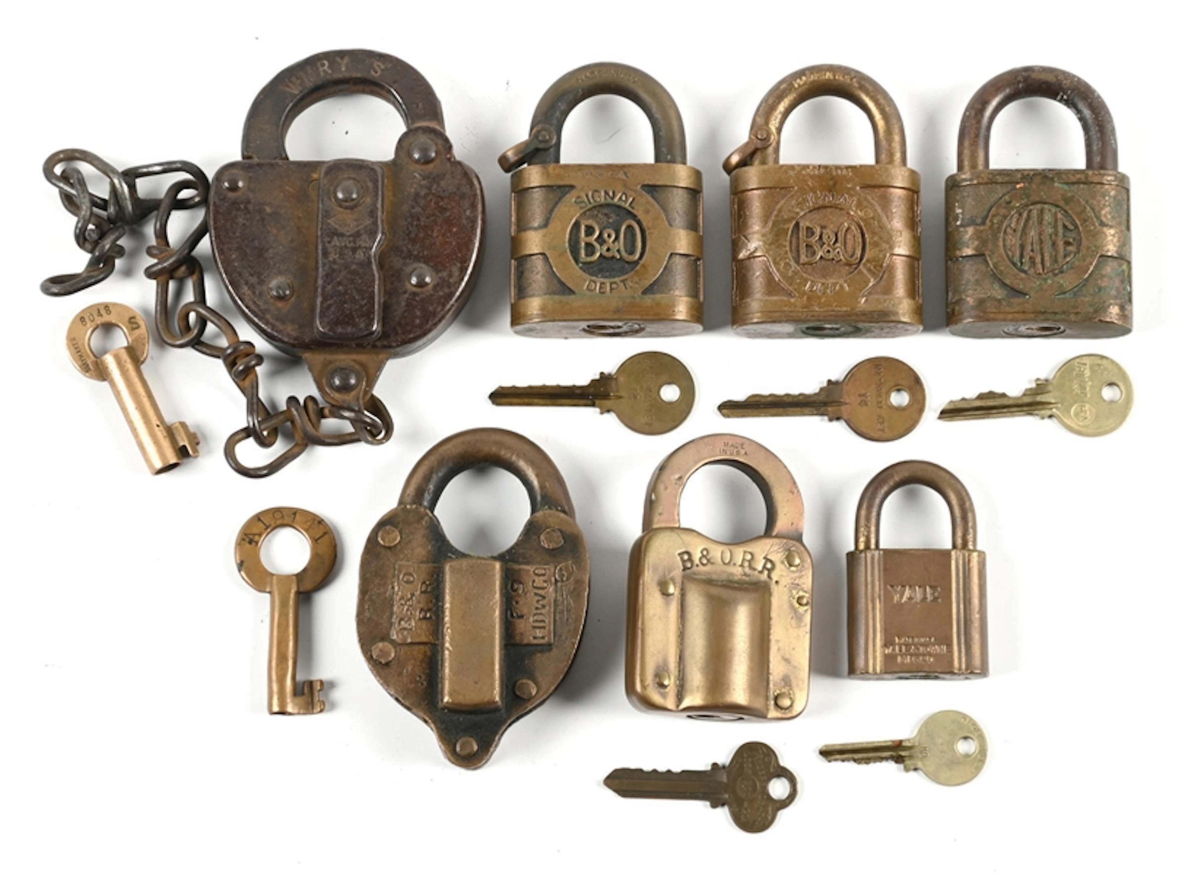 LOT OF 7: RAILROAD LOCKS