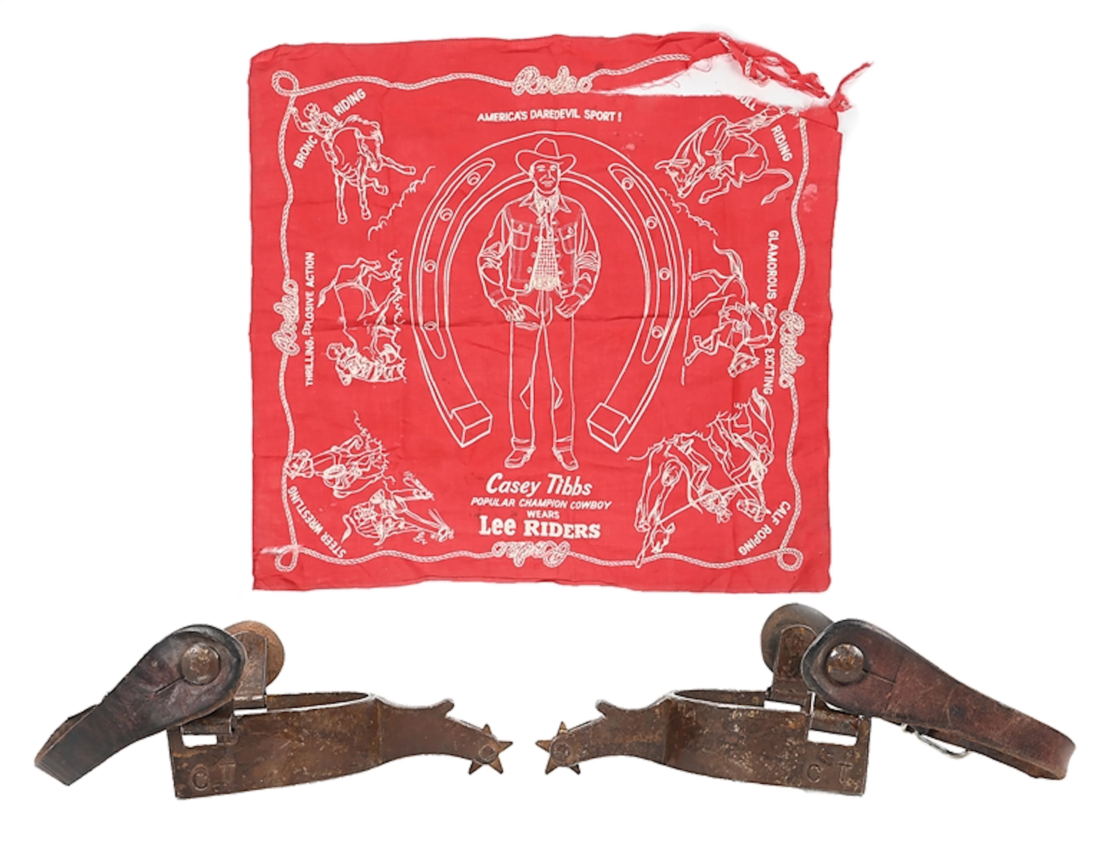 CASEY TIBBS PERSONAL SPURS AND SOUVENIR SCARF