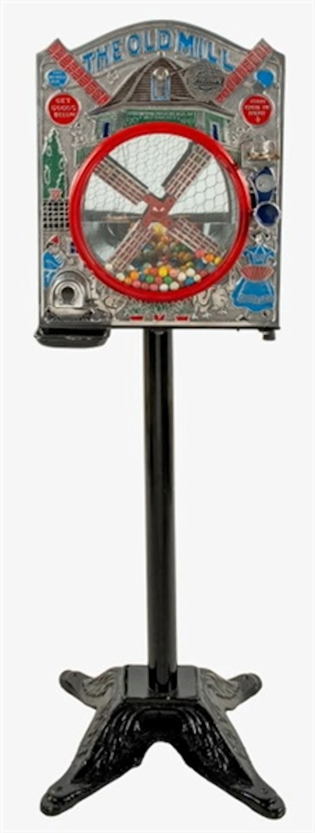 1¢ INTERNATIONAL MUTOSCOPE "THE OLD MILL" CIRCUS VENDING MACHINE WITH