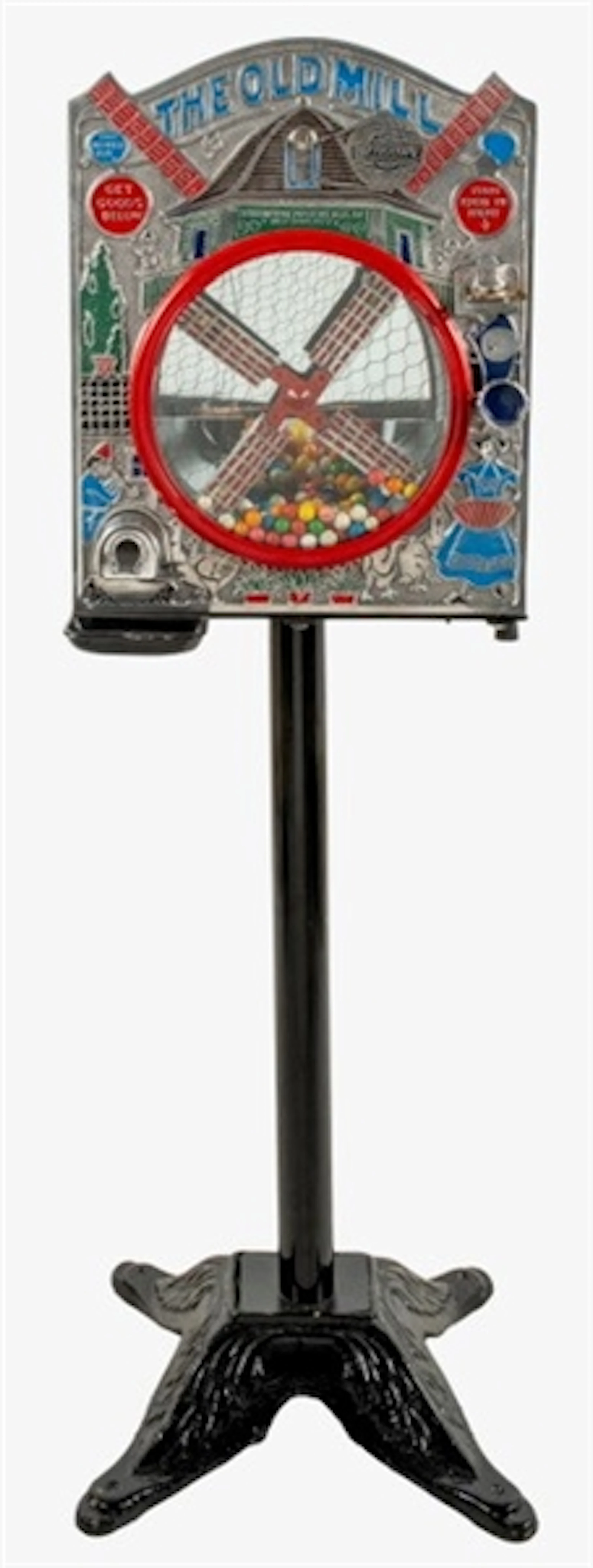 1¢ INTERNATIONAL MUTOSCOPE "THE OLD MILL" CIRCUS VENDING MACHINE WITH