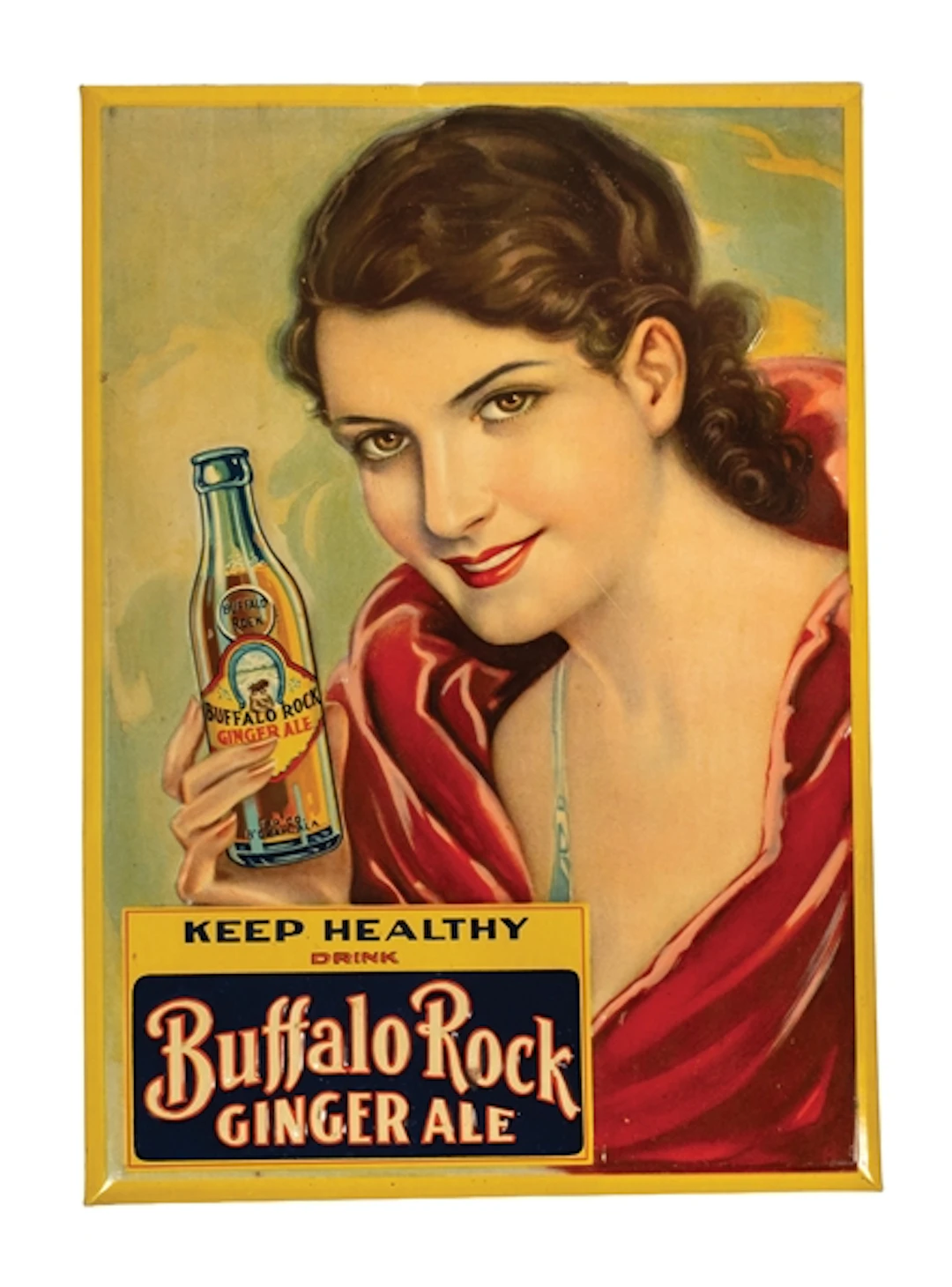 BUFFALO ROCKS GINGER ALE ADVERTISING SIGN