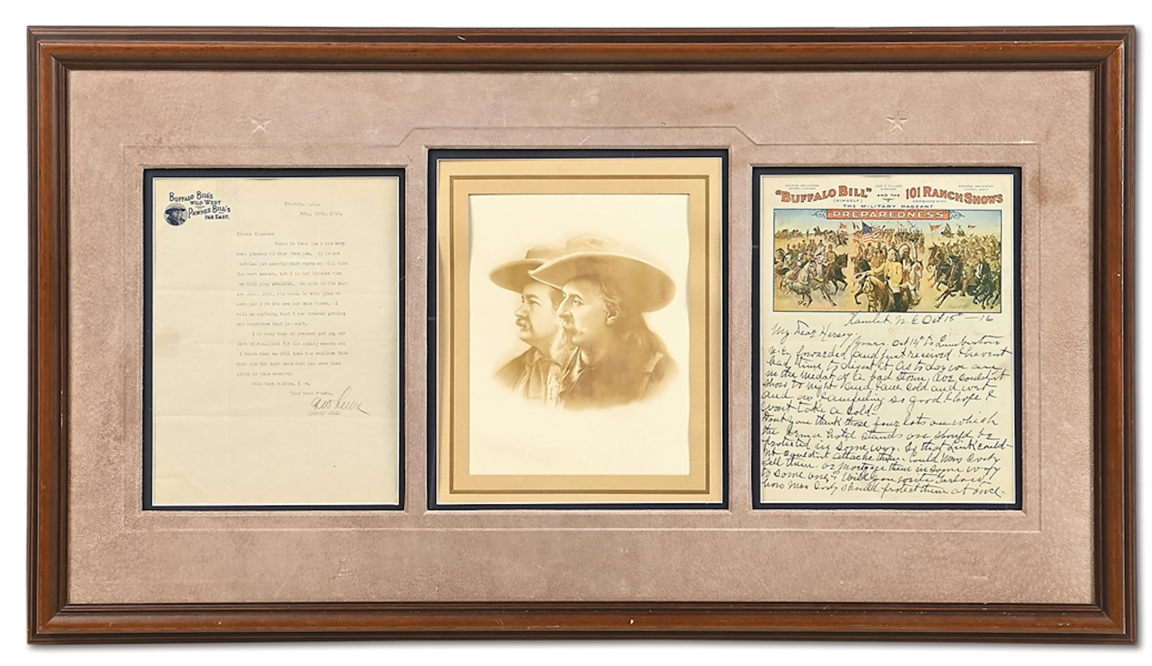 DESIREABLE BUFFALO BILL / PAWNEE BILL "TWO BILLS" WILD WEST SHOW AUTOGRAPHED