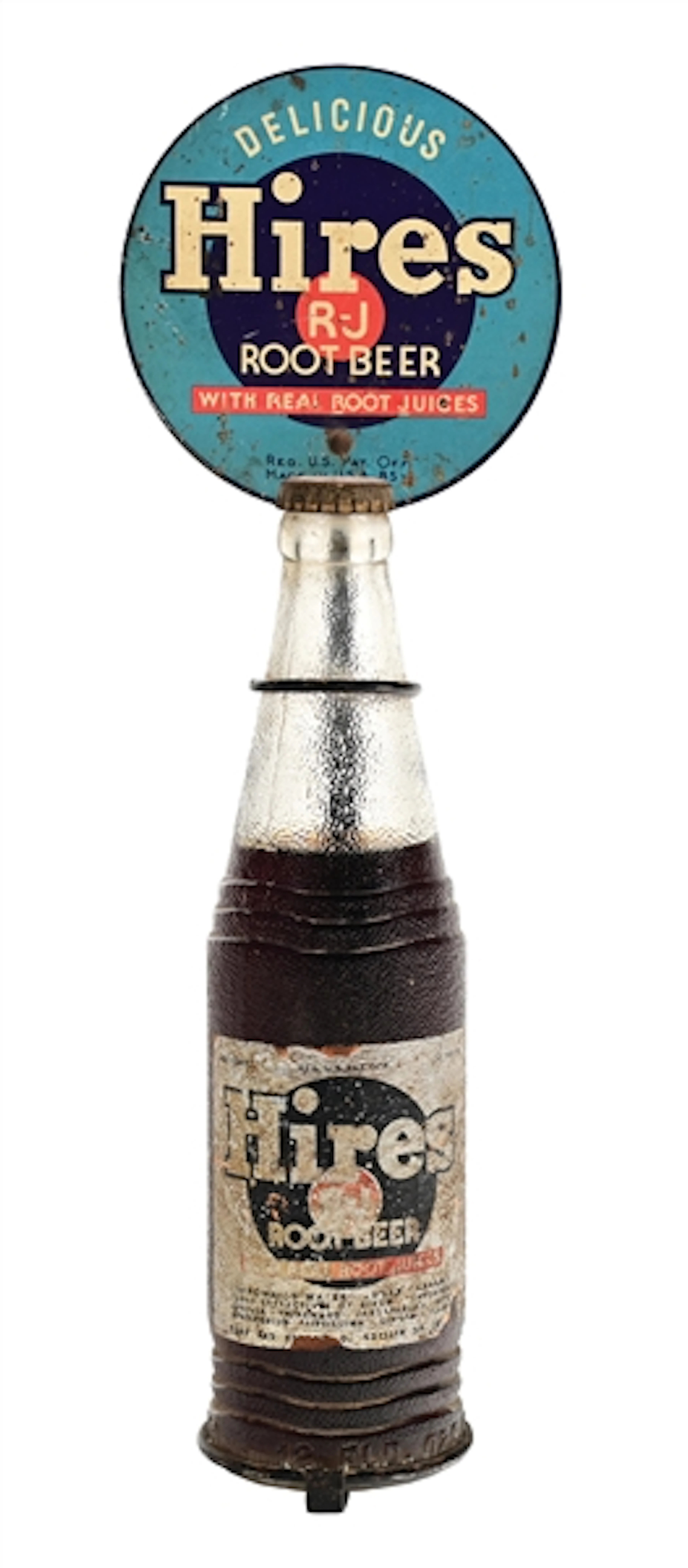 HIRES ROOT BEER SINGLE BOTTLE WALL RACK W/ SIGN