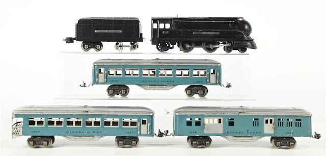 LOT OF 5: PRE-WAR LIONEL O-GA. NO. 238 TORPEDO STEAM LOCO W/ TENDER