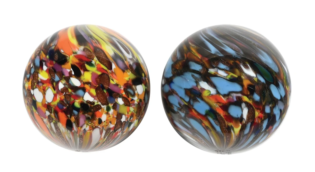 LOT OF 2: MULTI-COLORED ONIONSKIN LUTZ MARBLES
