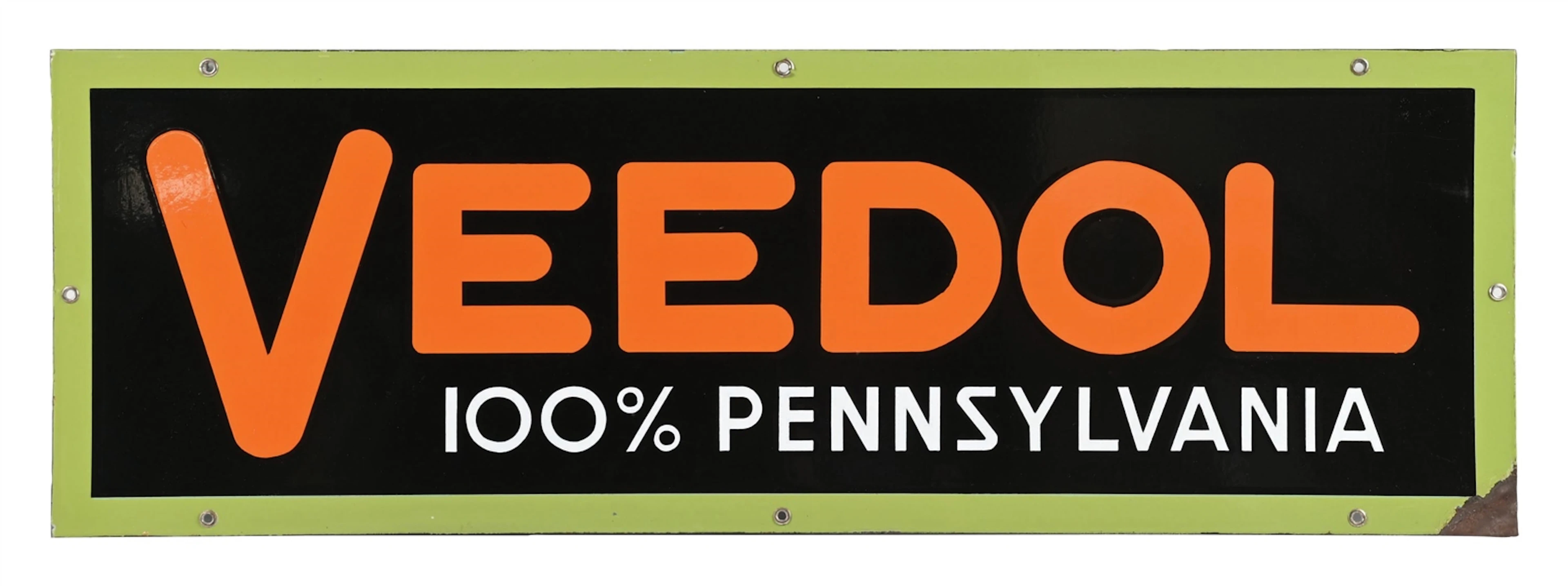 VEEDOL 100% PENNSYLVANIA MOTOR OIL PORCELAIN SIGN