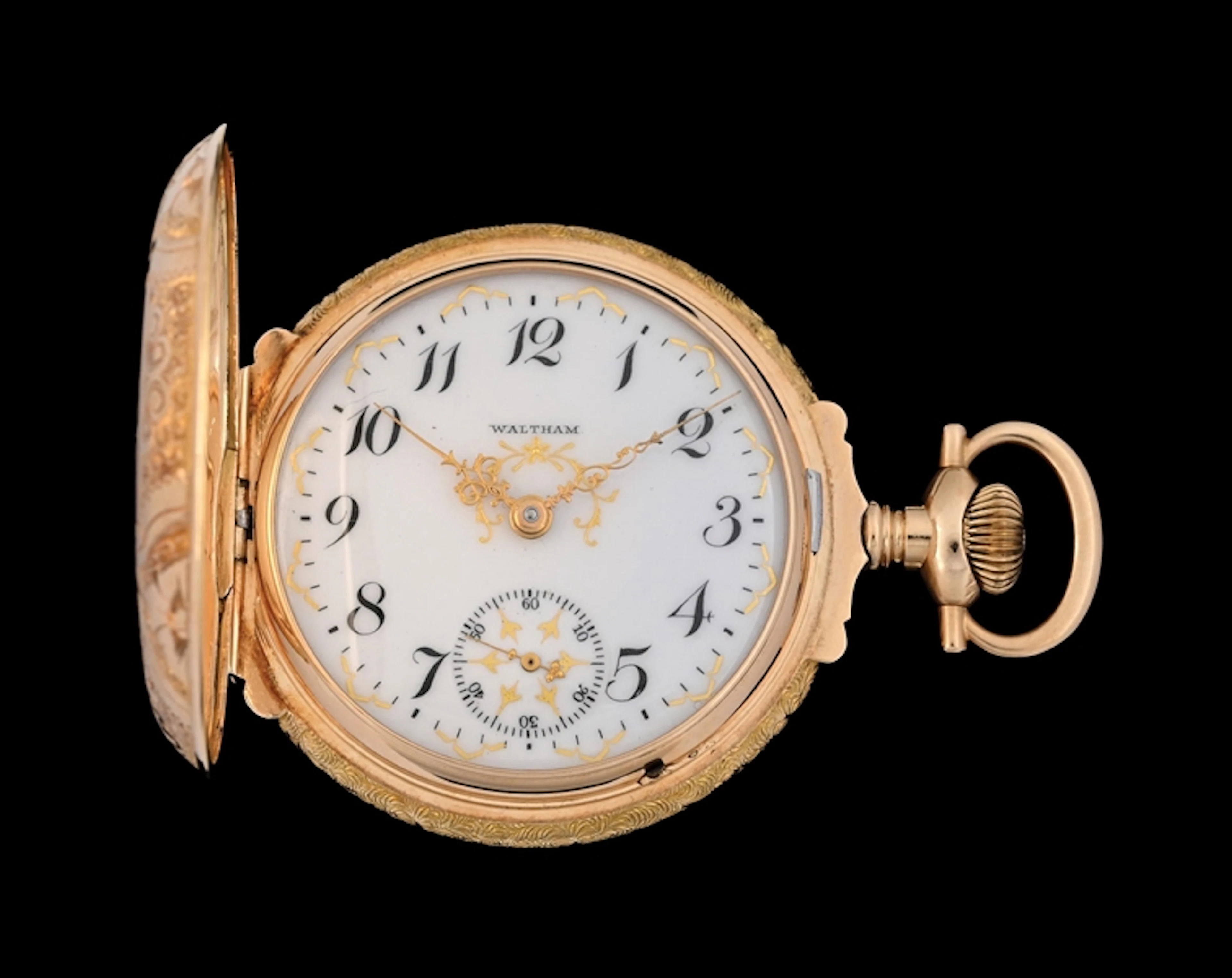 14K GOLD AMERICAN WALTHAM P.S. BARTLETT MULTICOLOR BOX HINGE H/C POCKET