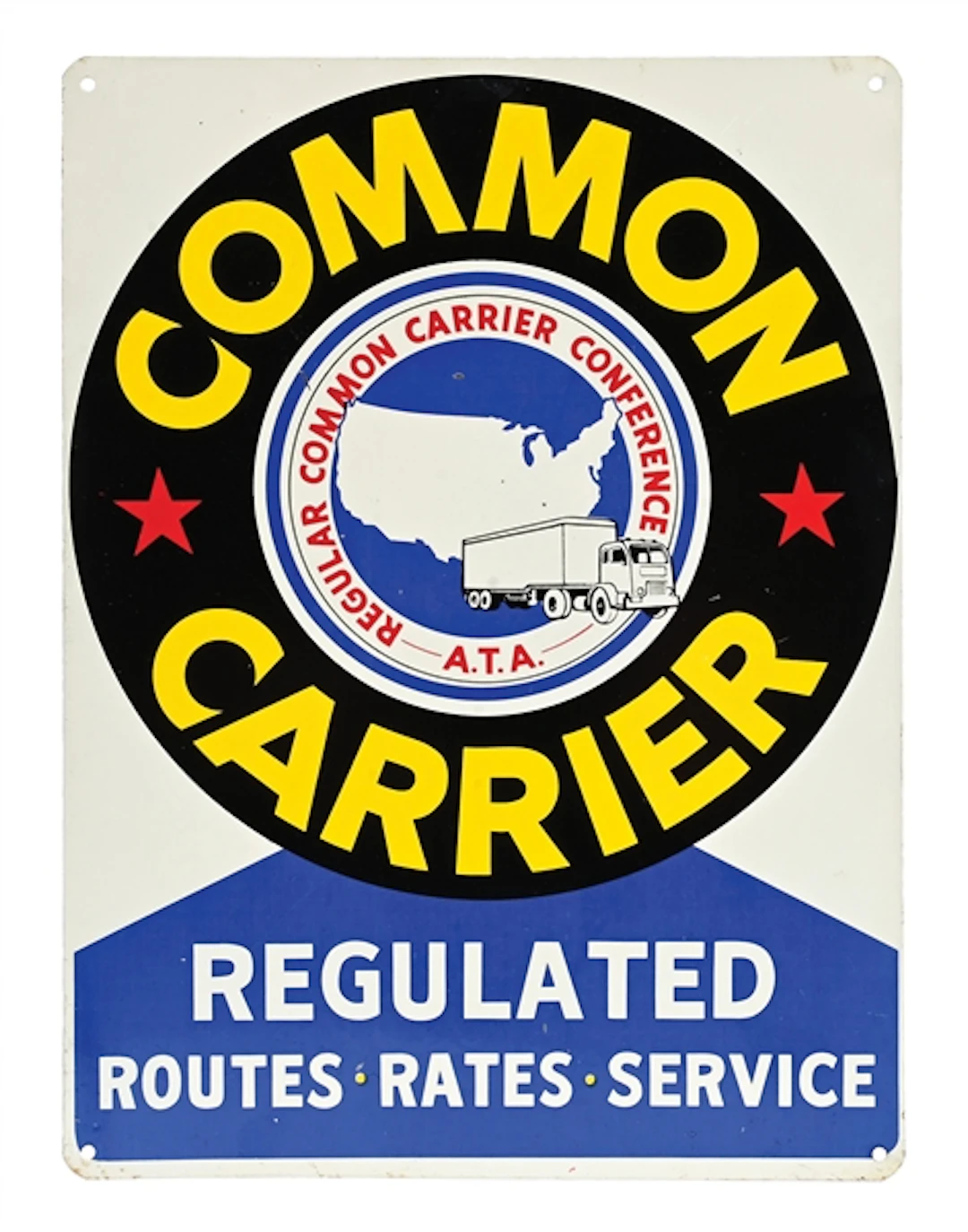 COMMON CARRIER AMERICAN TRUCKING ASSOCIATION TIN SIGN