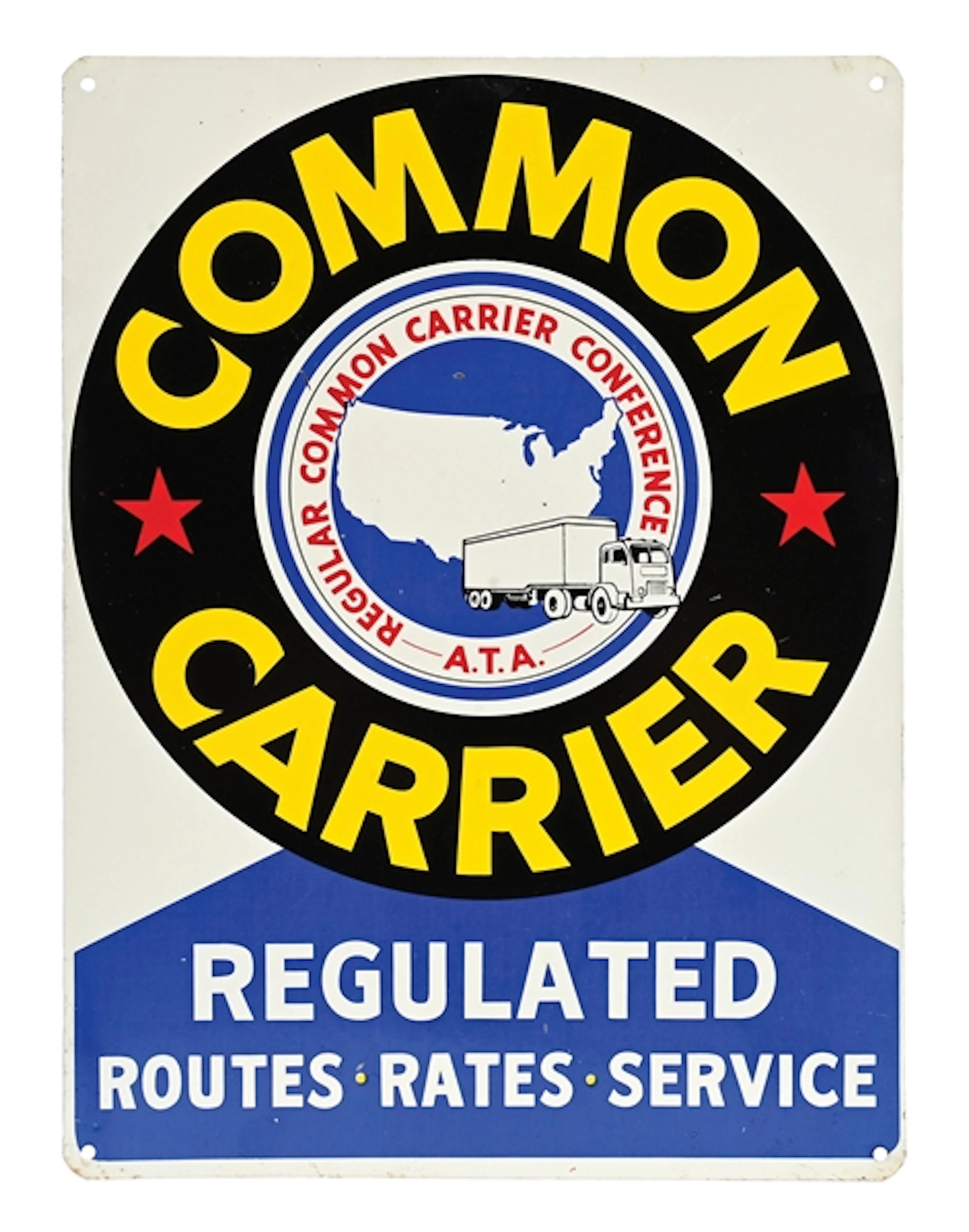 COMMON CARRIER AMERICAN TRUCKING ASSOCIATION TIN SIGN