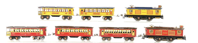 LOT OF 4: 2 IVES PREWAR O. GAUGE NO. 1651 AND NO. 1651 E TIN LITHO