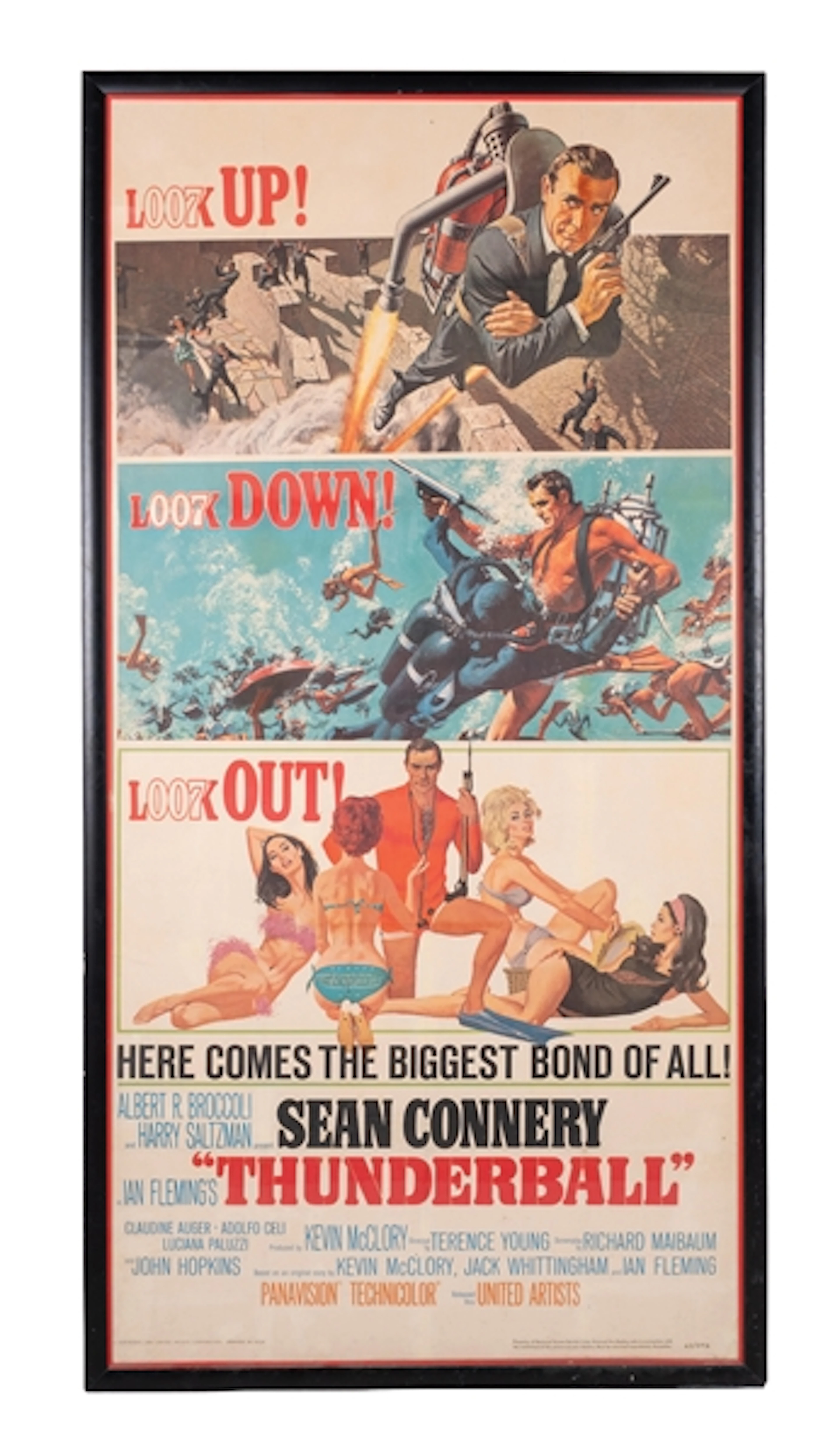 3-SHEET MOVIE CARD FOR SEAN CONNERY "THUNDERBALL"