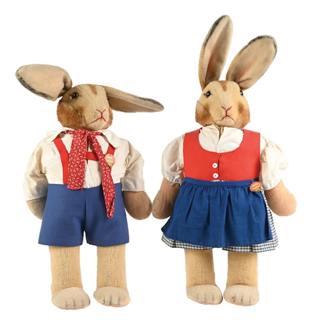 STEIFF HANSEL & GRETEL MOHAIR RABBITS PAIR