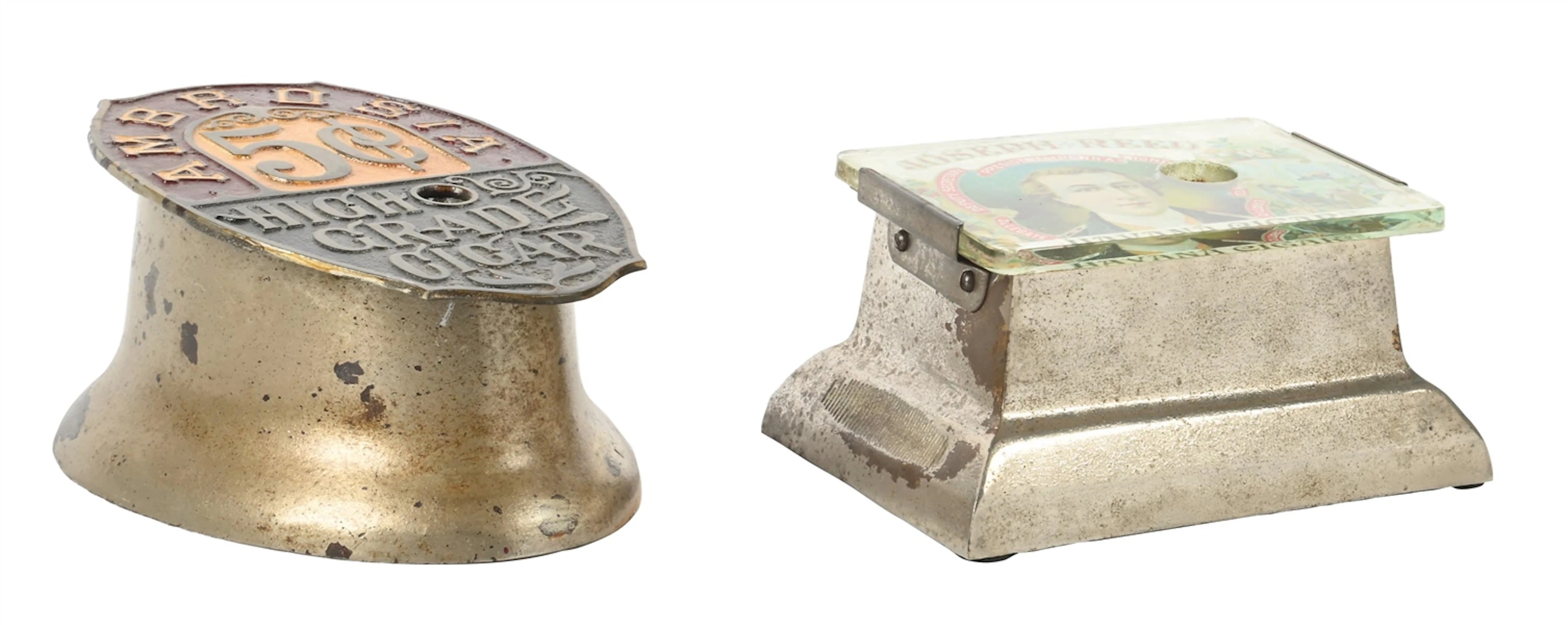 PAIR OF CAST IRON COUNTERTOP COMMERCIAL ADVERTISING CIGAR CUTTERS