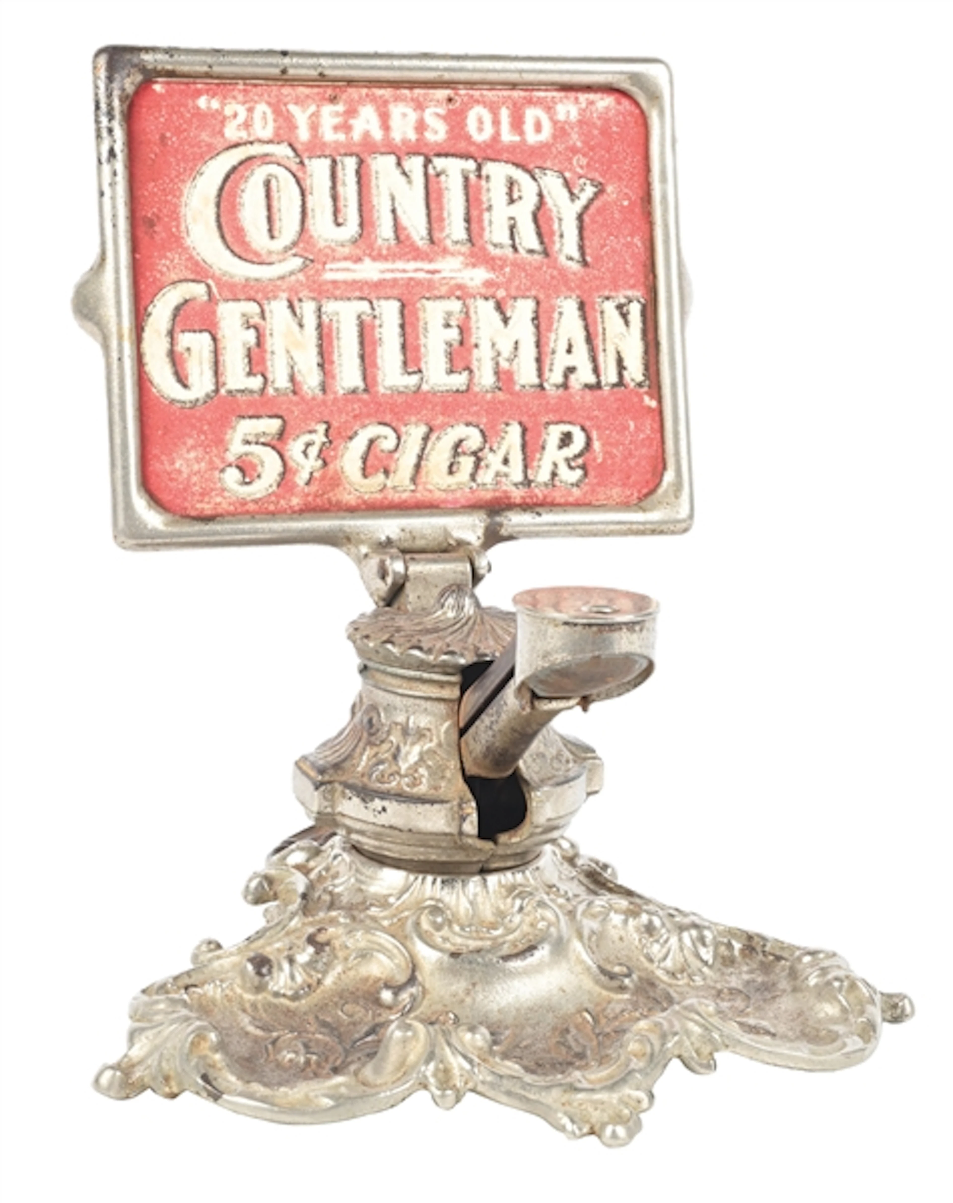 CAST IRON COUNTERTOP CIGAR CUTTER ADVERTISING COUNTRY GENTLEMAN CIGARS