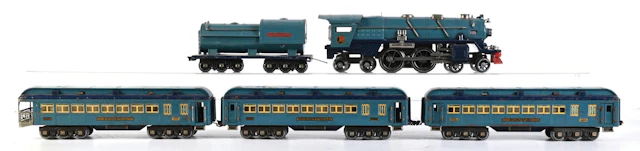 SET OF 5: LIONEL STANDARD GA. NO. 400E BLUE COMET STEAM LOCOMOTIVE