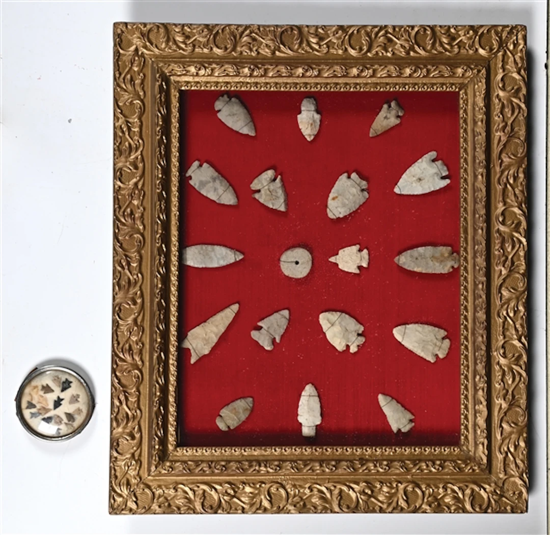 COLLECTION OF 33: ARROW HEADS IN TWO DISPLAYS